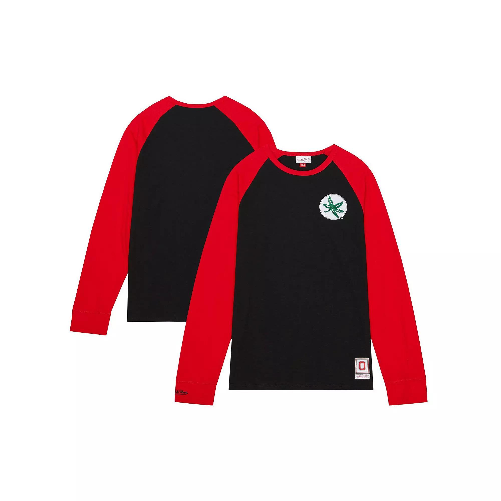 Men's Mitchell & Ness Black Ohio State Buckeyes Legendary Slub Raglan Long Sleeve T-Shirt, Size: XL Product Image