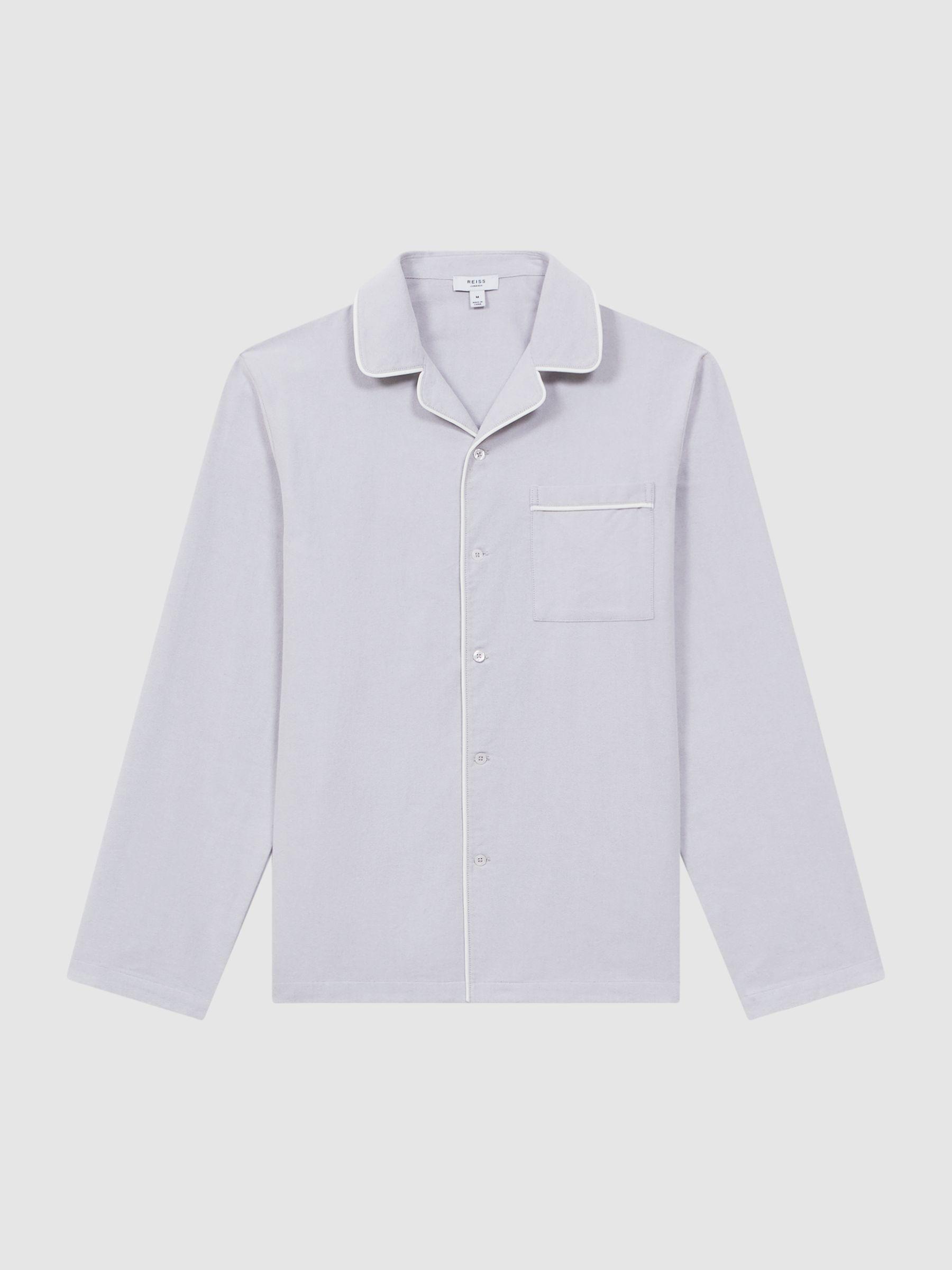 Cotton Button-Through Pyjama Shirt in Ice Grey Product Image