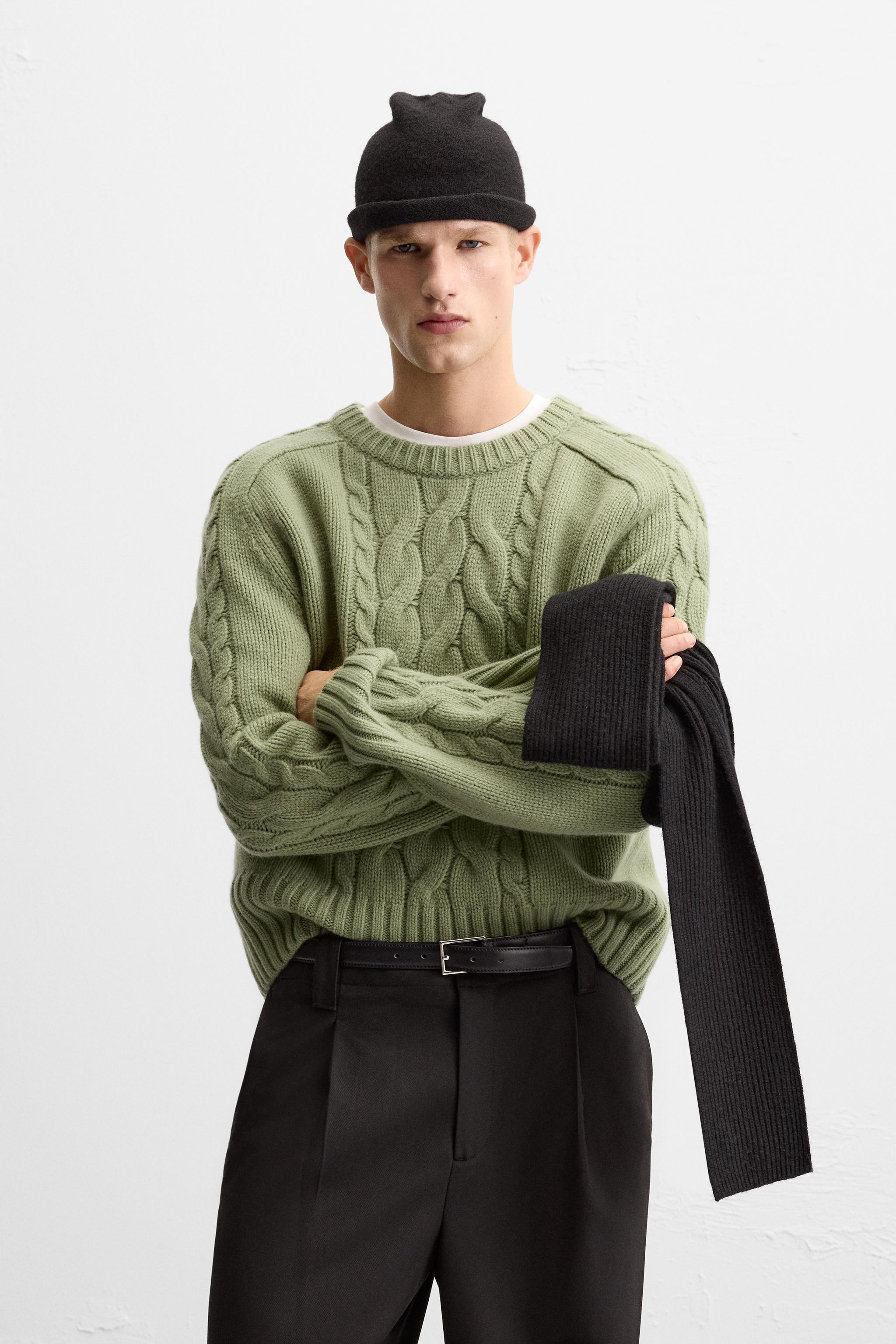 TEXTURED CABLE KNIT SWEATER Product Image