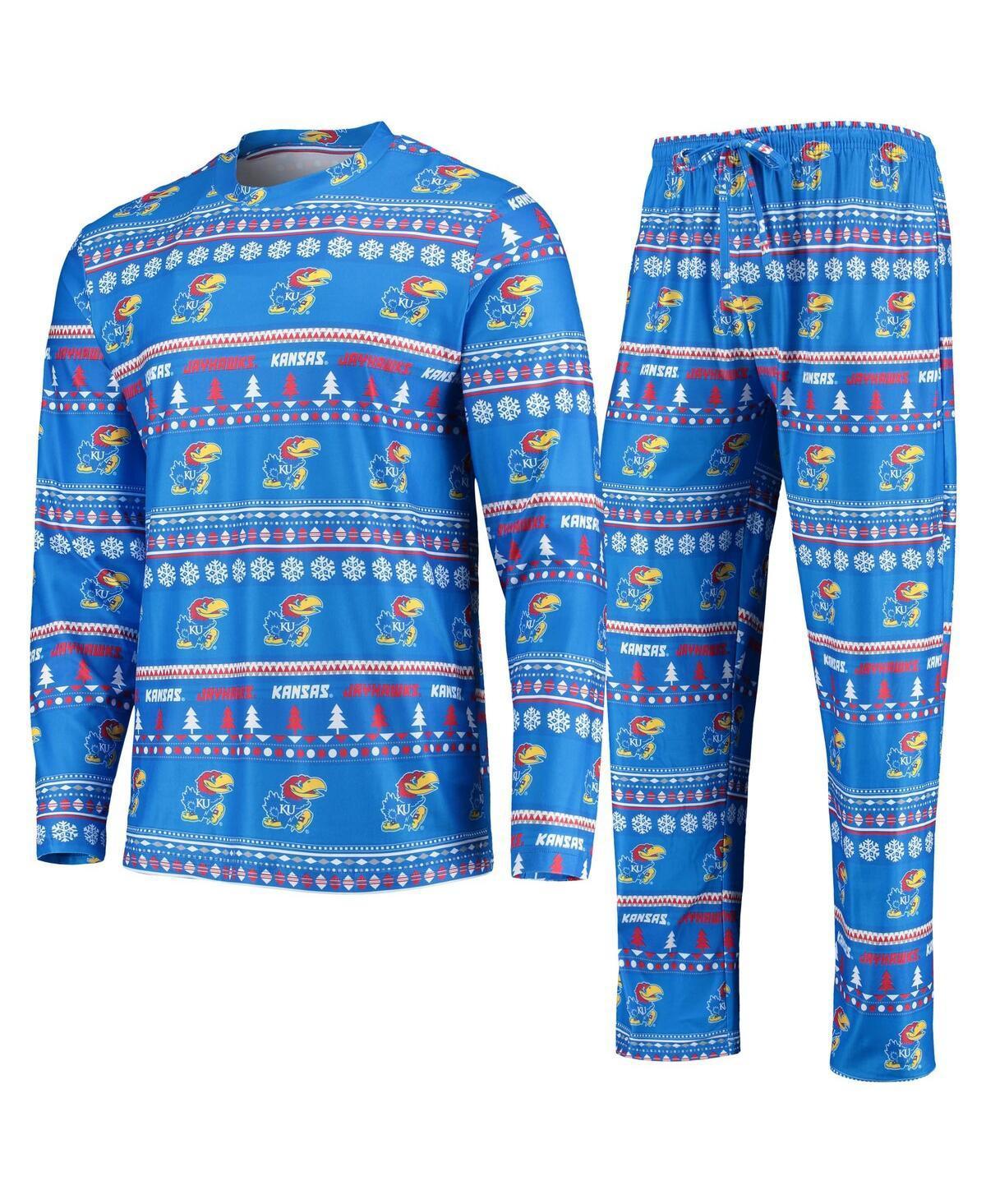 Mens Concepts Sport Royal Kansas Jayhawks Ugly Sweater Long Sleeve T-Shirt and Pants Sleep Set Product Image