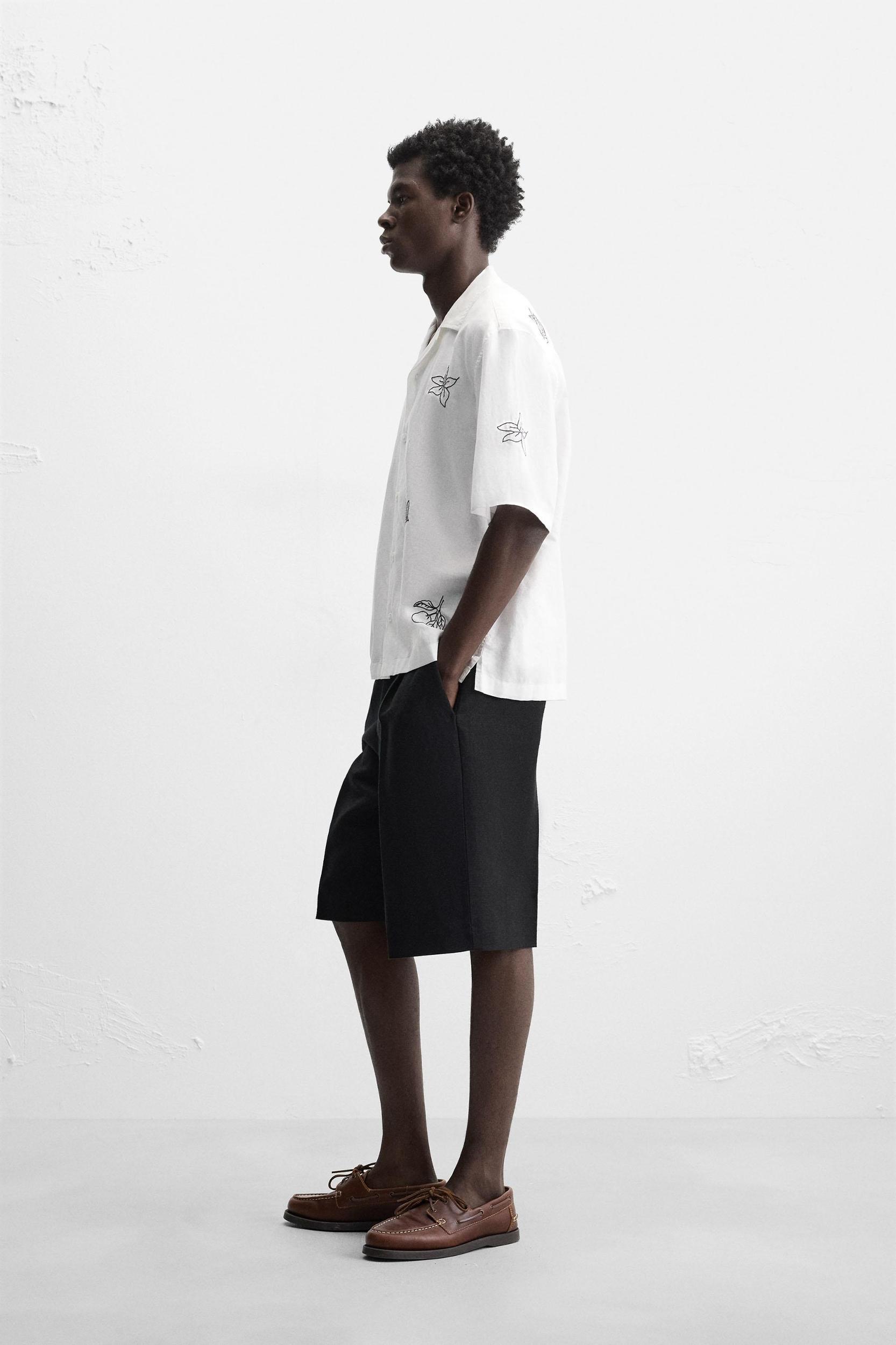 EMBROIDERED COTTON LINEN SHIRT Product Image