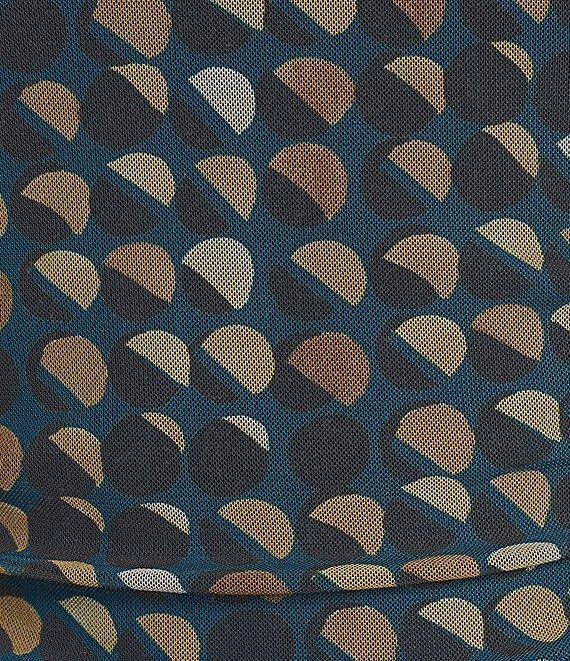 Calvin Klein Geometric Mesh Mock Neck Sleeveless Ruched Top Product Image