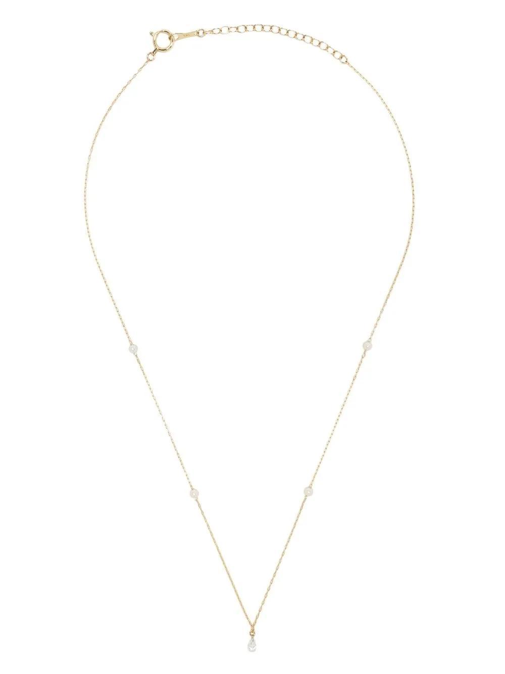 MIZUKI 14kt Yellow Gold Akoya Pearl Diamond Drop Necklace Product Image