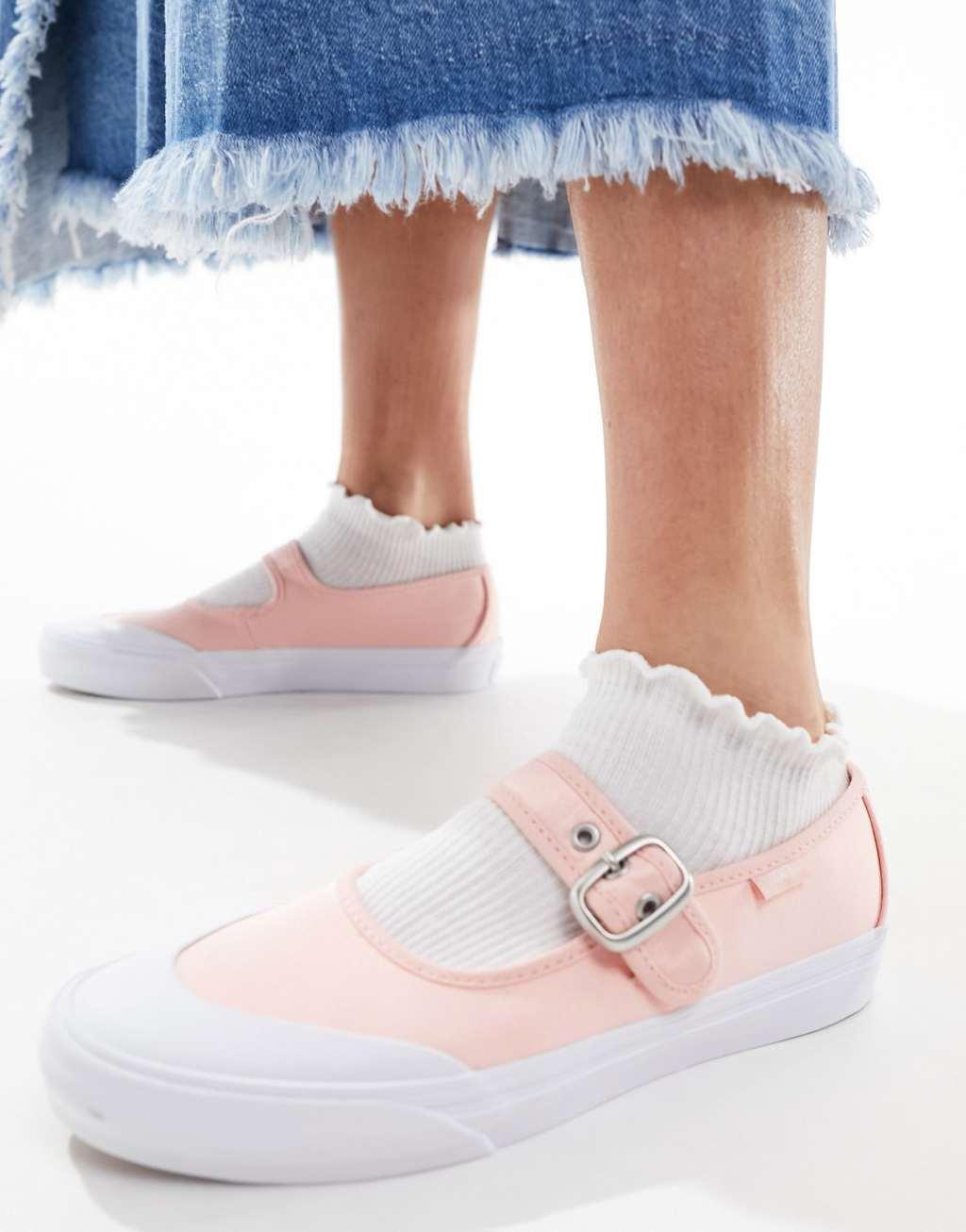 Vans Mary Jane sneaker flats in pink and white Product Image