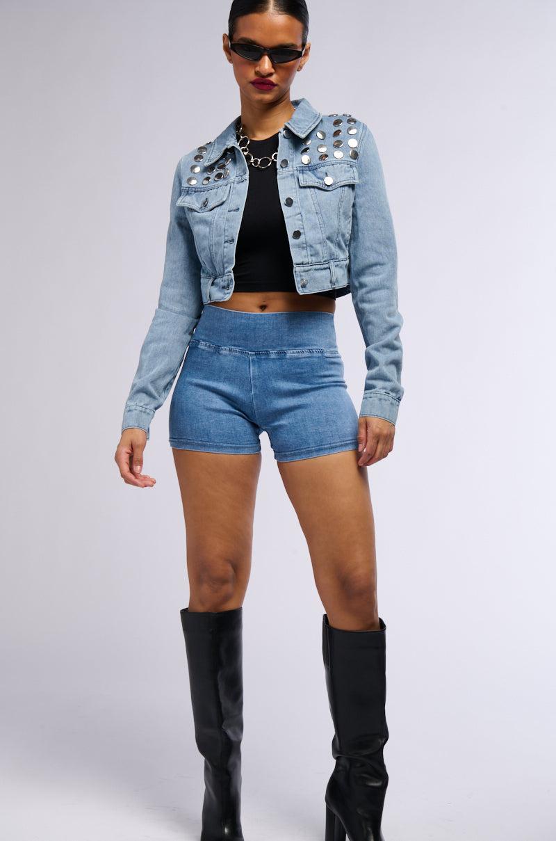 FLEX FIT DENIM BIKER SHORT Product Image