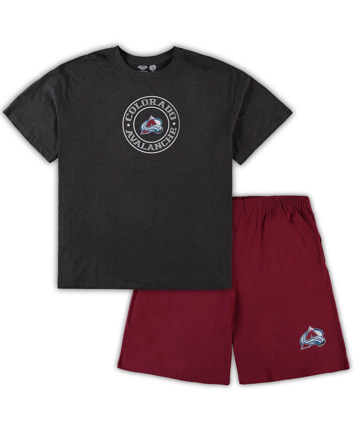 Mens Concepts Sport Burgundy/Heathered Charcoal Colorado Avalanche Big & Tall T-Shirt & Shorts Sleep Set Product Image