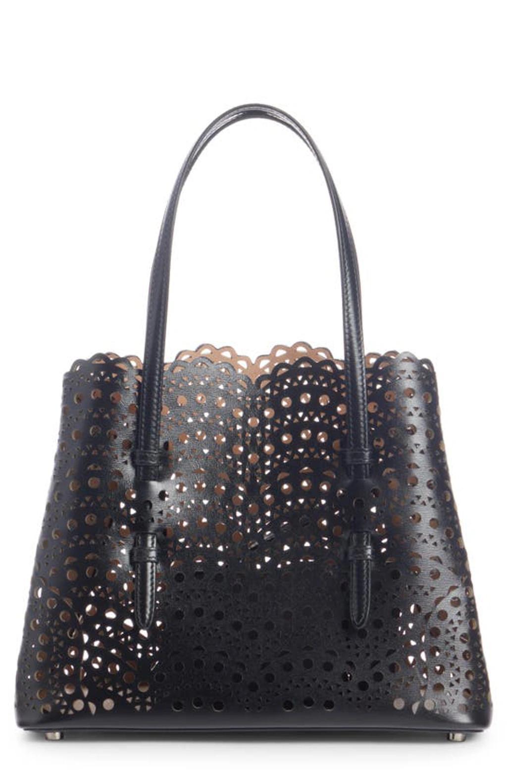 ALAÏA Borsa Mina 20 In Pelle Di Vitello Vienne A Onde In Black Product Image