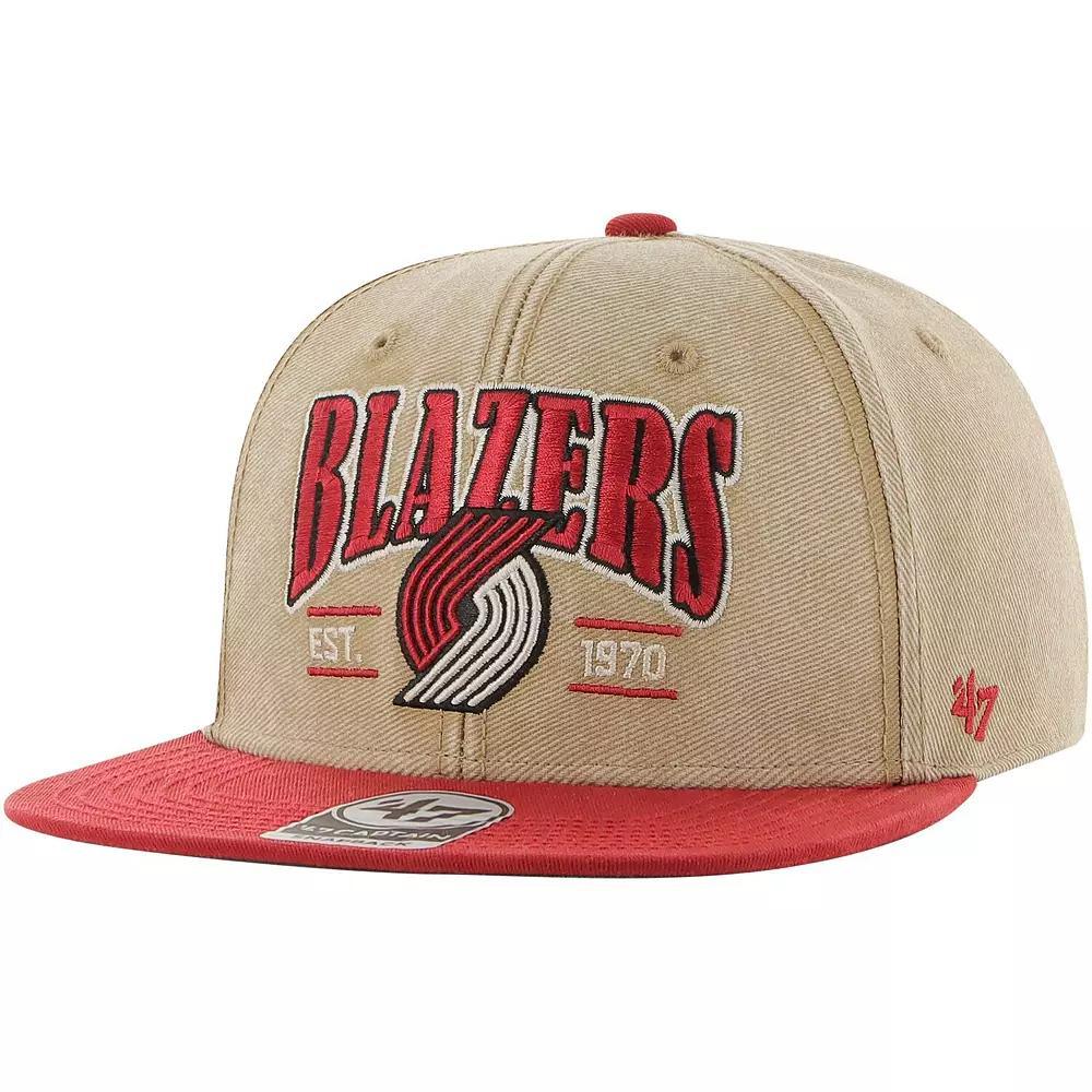 Men's '47 Khaki/Red Portland Trail Blazers Chilmark Captain Snapback Hat, Beig K Product Image