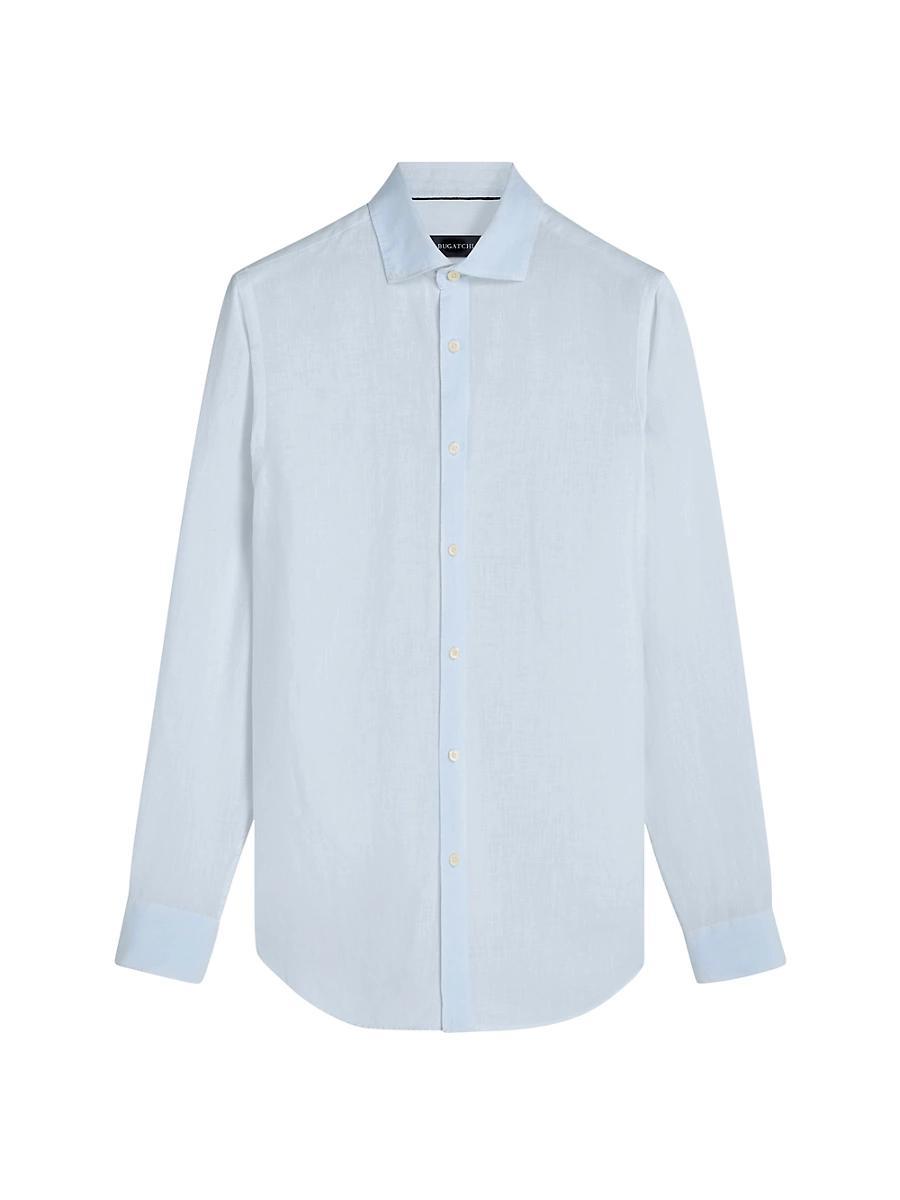 Mens Linen Long-Sleeve Button-Up Shirt Product Image