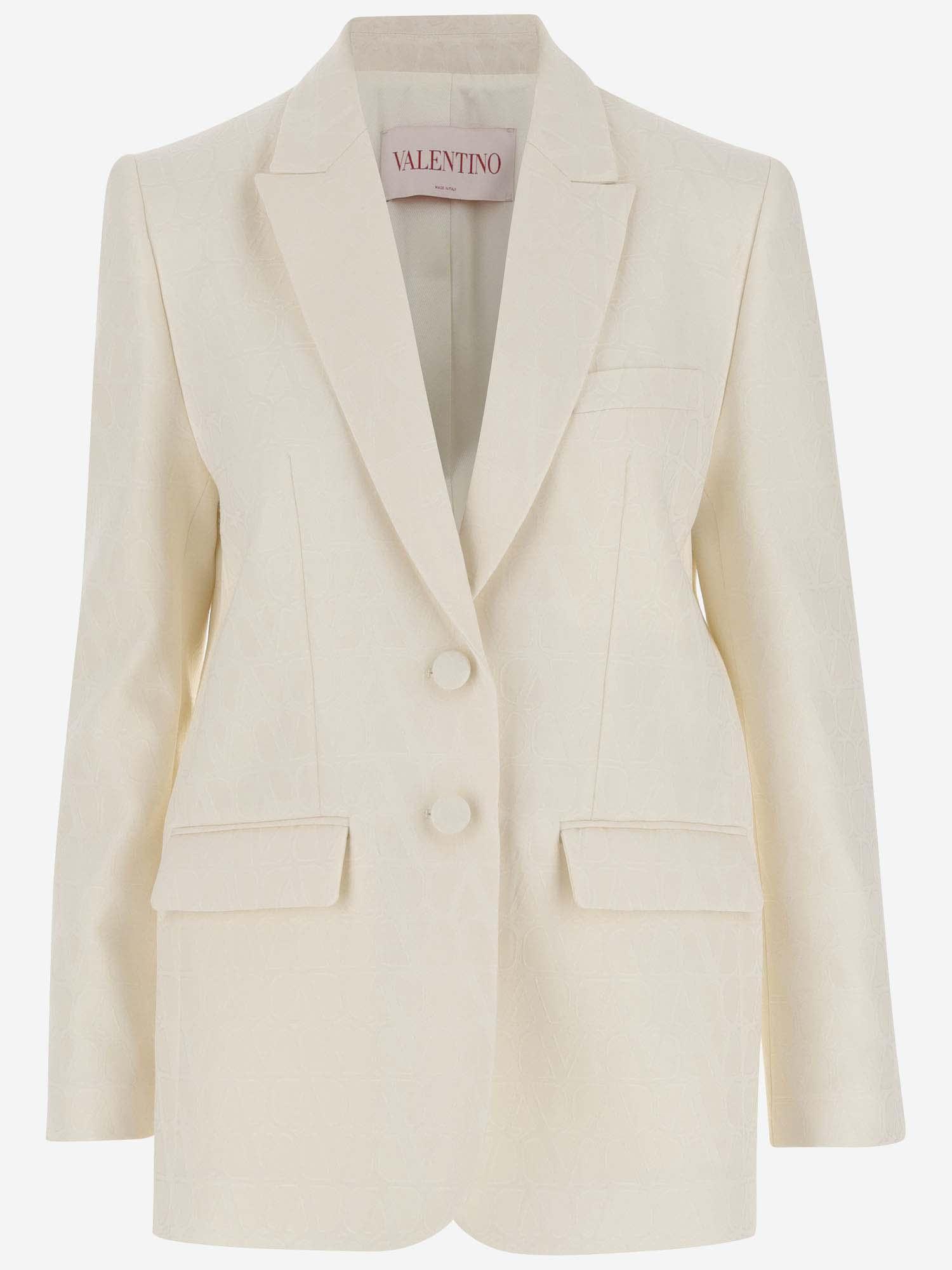 VALENTINO Crepe Couture Toile Iconographe Blazer In White Product Image