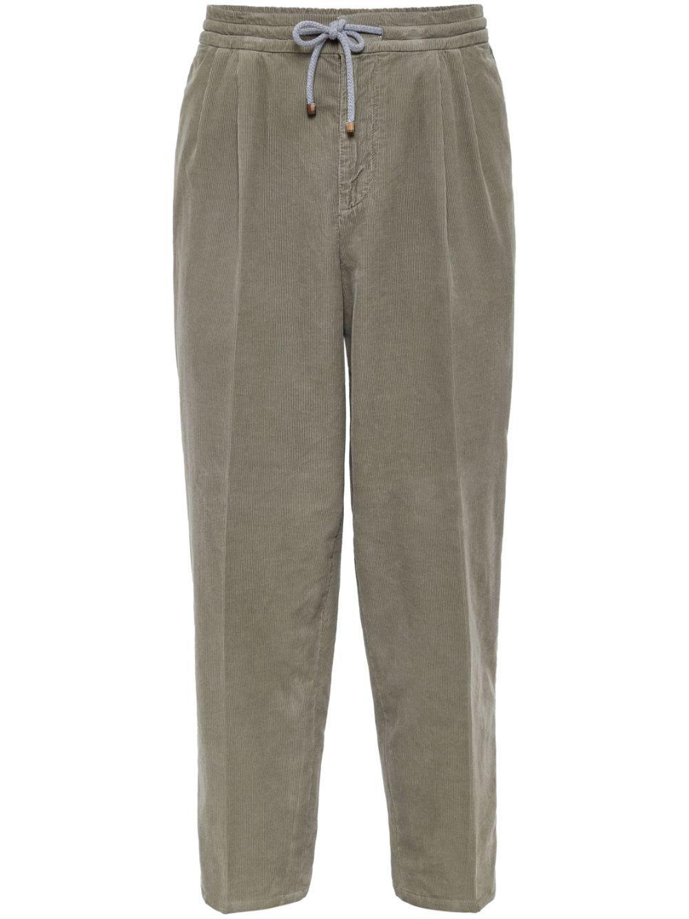 BRUNELLO CUCINELLI Corduroy Drawstring Trousers In Military Product Image