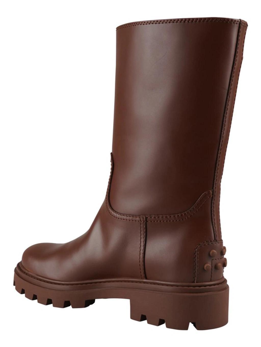 TOD'S Brown Round Toe Boots Product Image