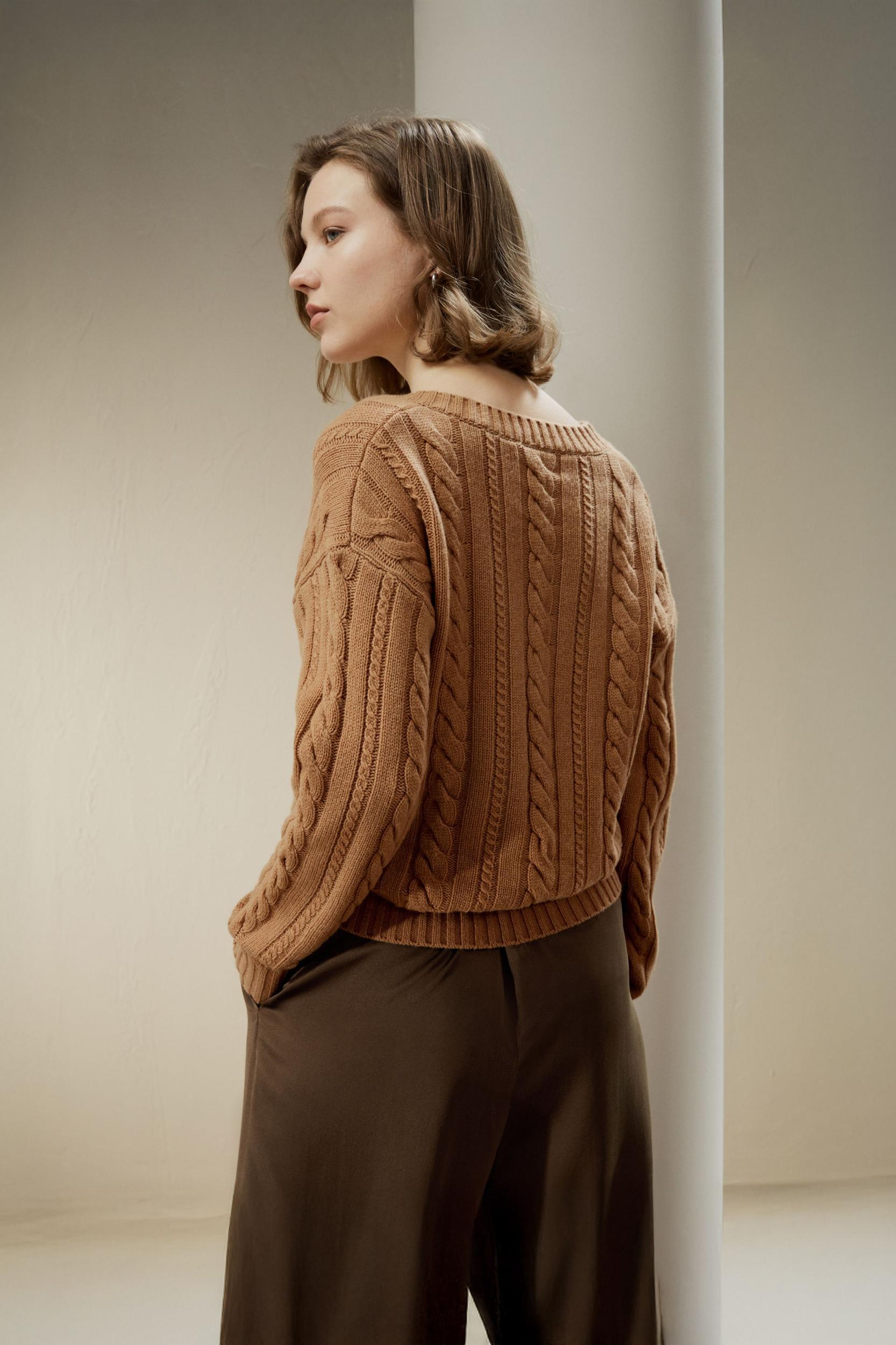 Cable-Knit Wool-Cashmere Blend Sweater Product Image