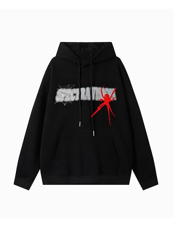 Men's Hip Pop Spider Web Print Oversized Hoodie Product Image