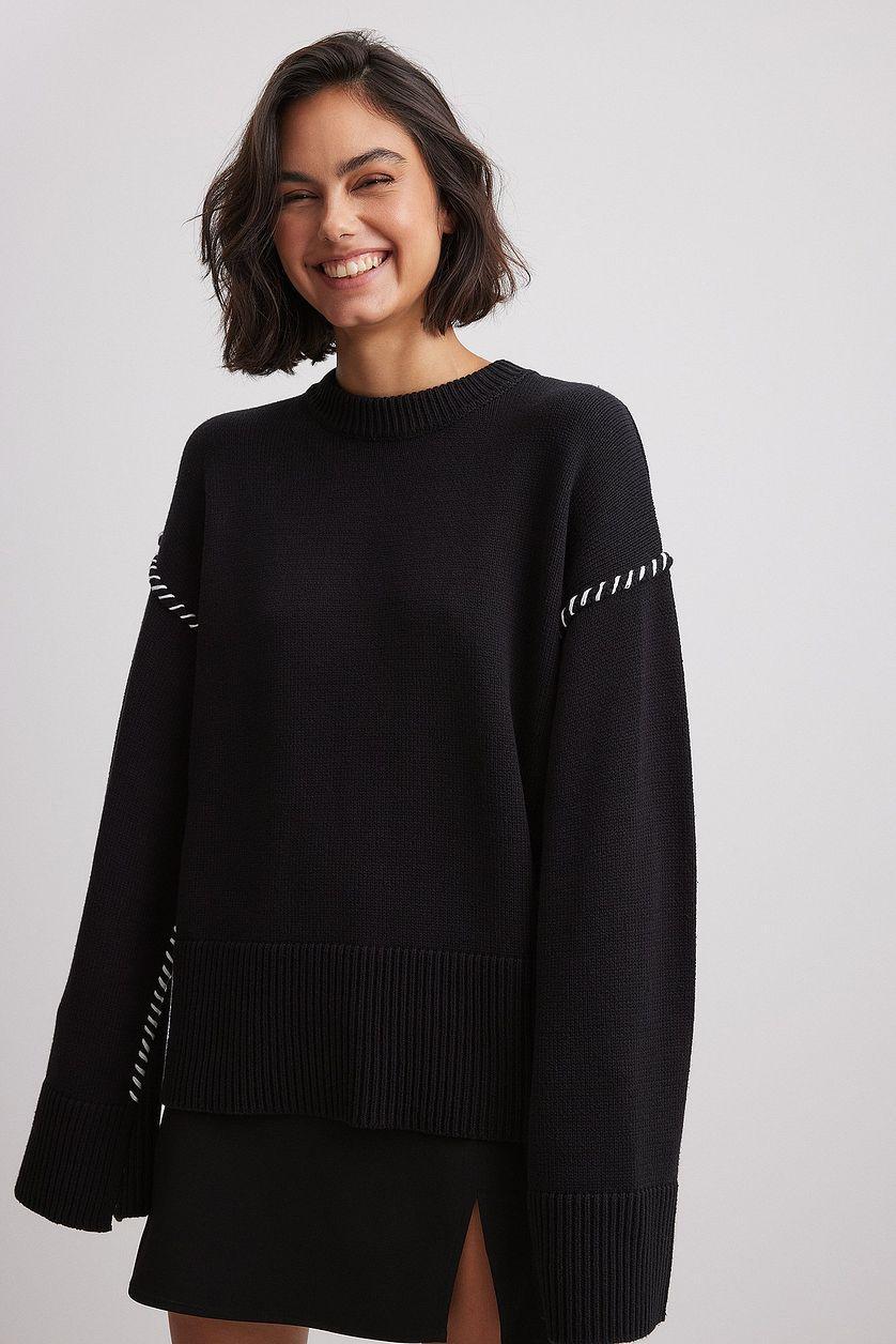 Oversized Stitch Detailed Knitted Sweater Product Image