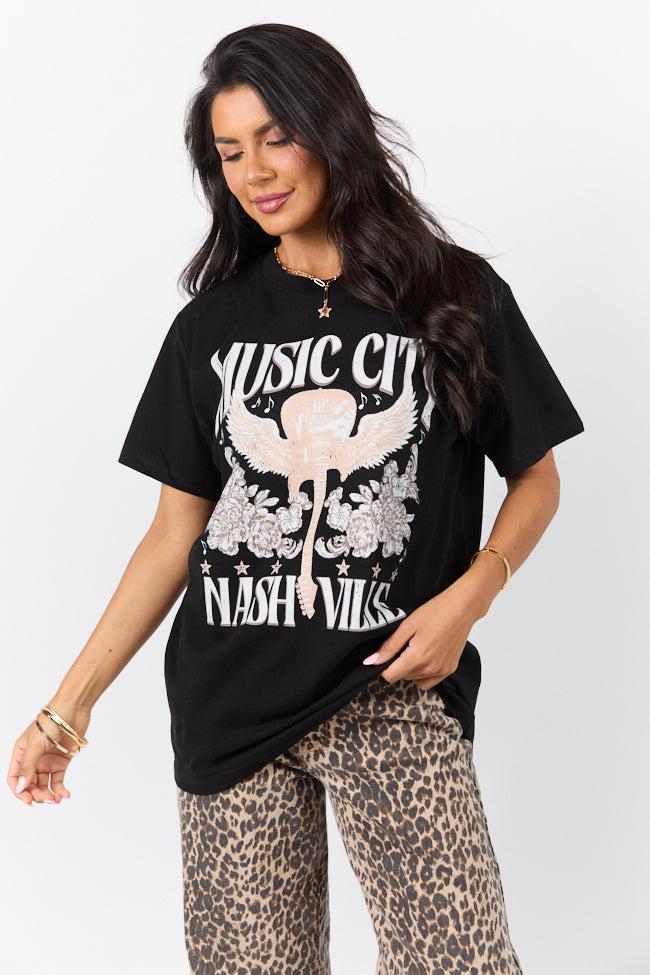 Music City Black Oversized Graphic Tee Product Image