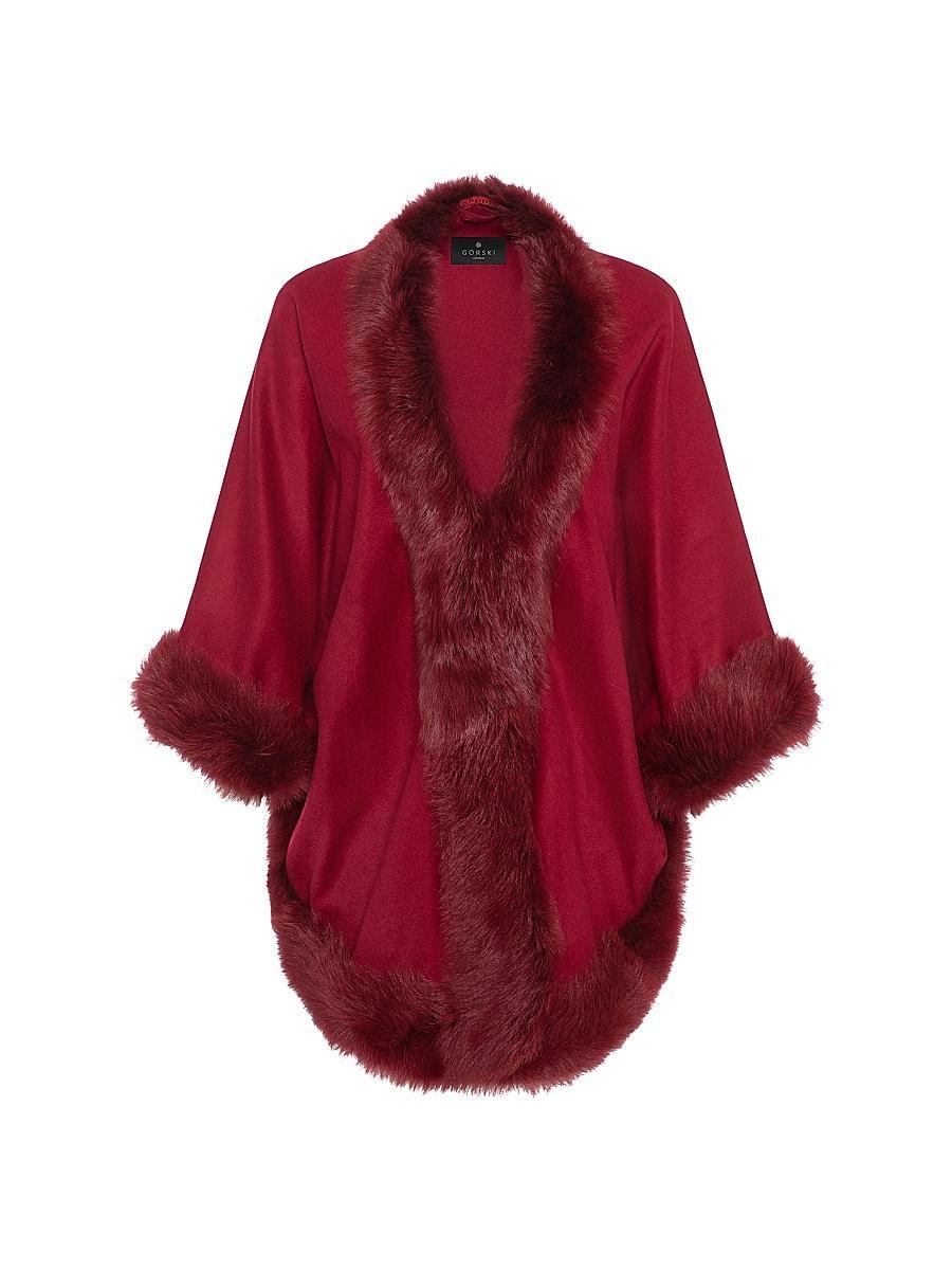 Womens Select Cashmere Capelet with Toscana Shearling Lamb Trim Product Image