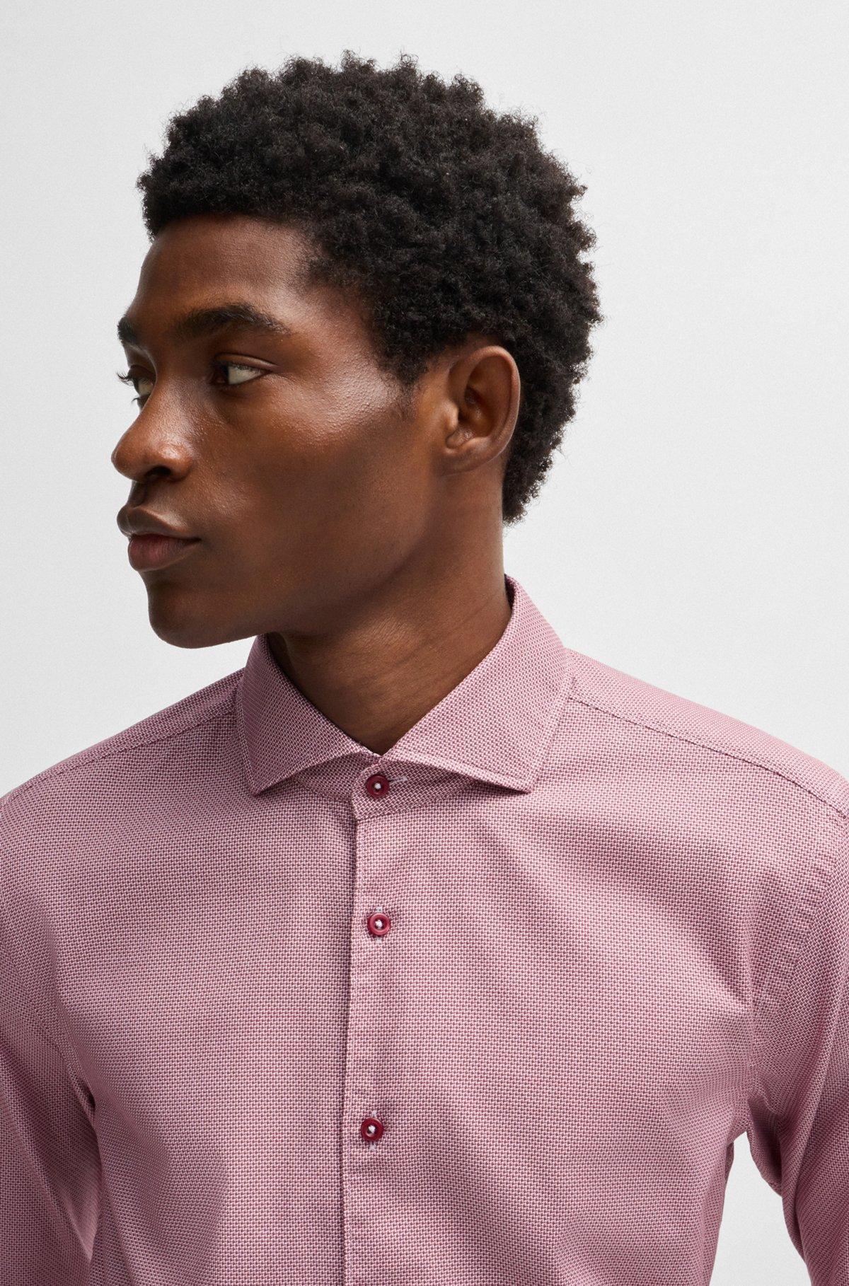 Casual-fit shirt in structured cotton with spread collar Product Image