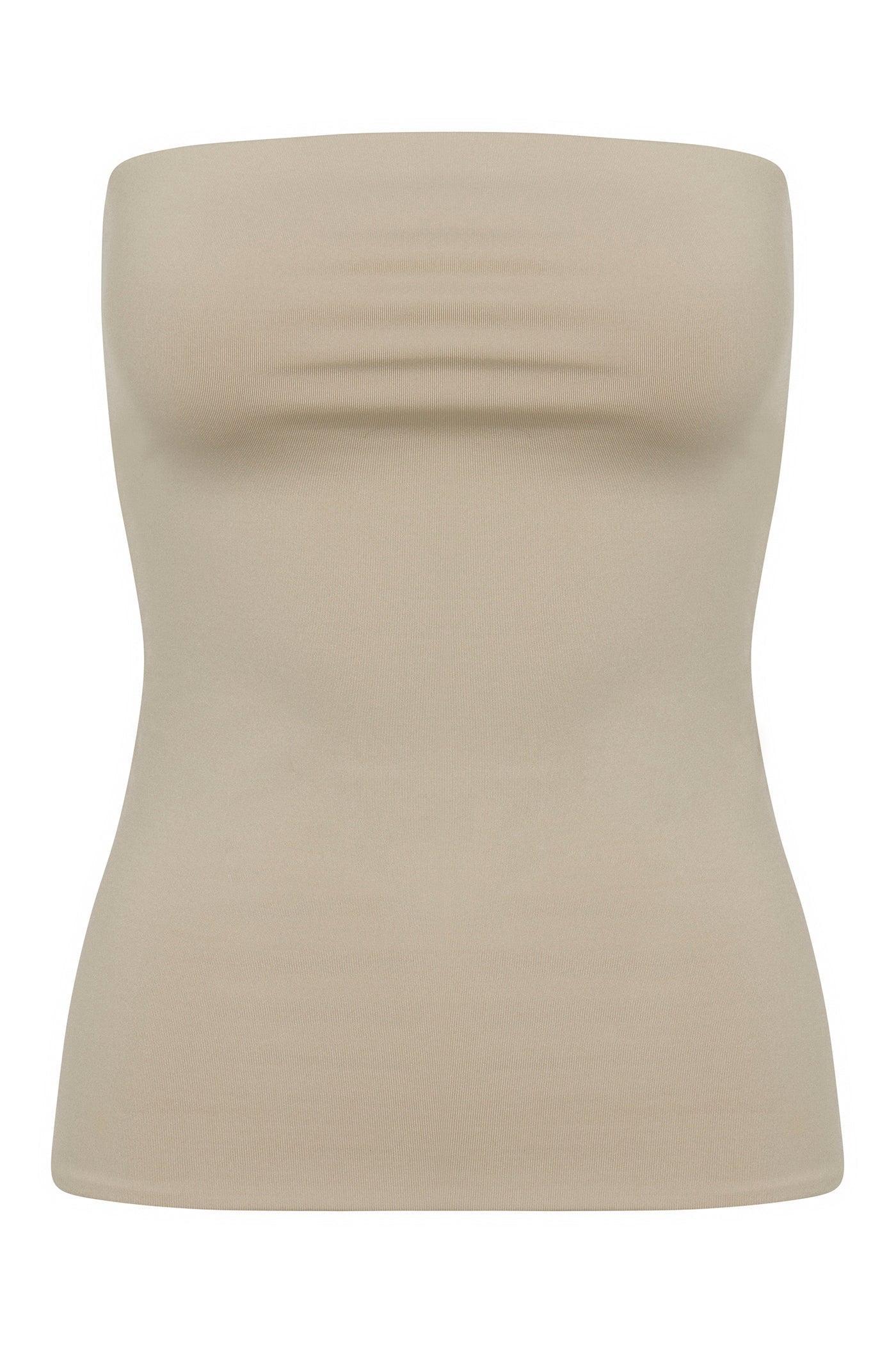 Contour Double Lined Tube Top - Stone Female Product Image