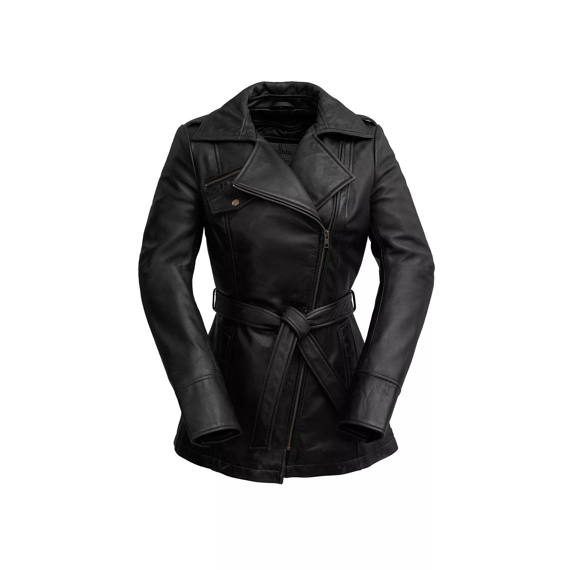 Women's Whet Blu Leather Trench Coat,  Product Image