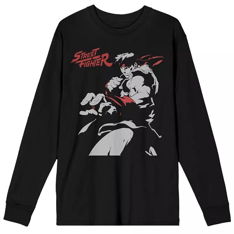 Men's Street Fighter Ryu Long Sleeve Graphic Tee, Size: Medium, White Product Image