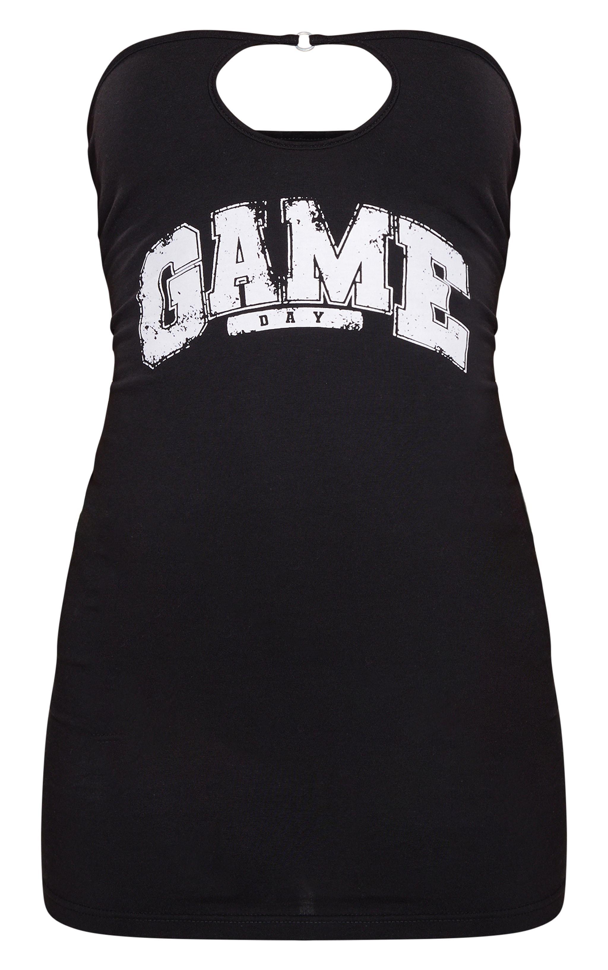  Black Game Day Printed Bandeau Cut Out Bodycon Mini Dress Product Image