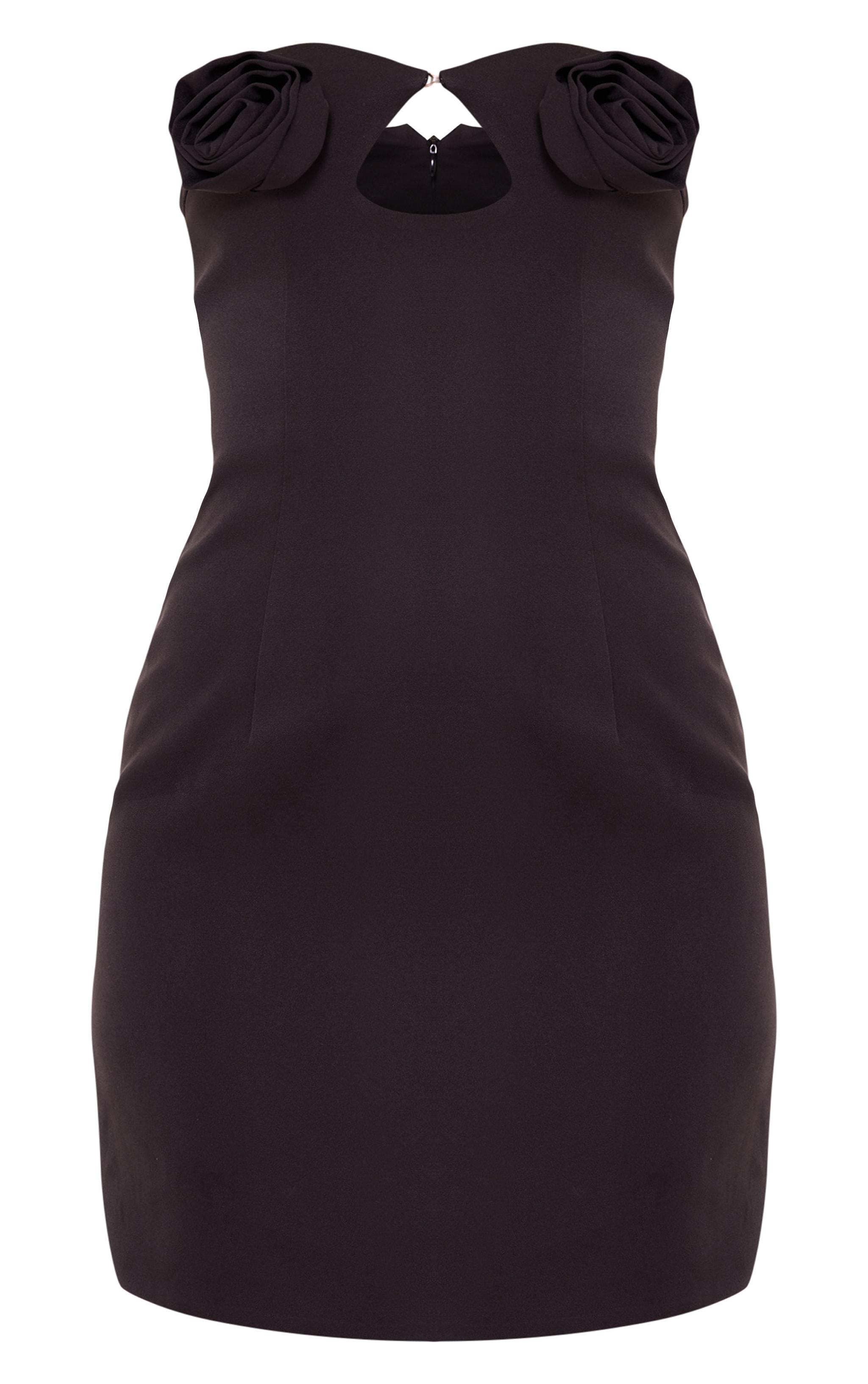 Tall Black Rose Bust Detail Mini Dress Product Image