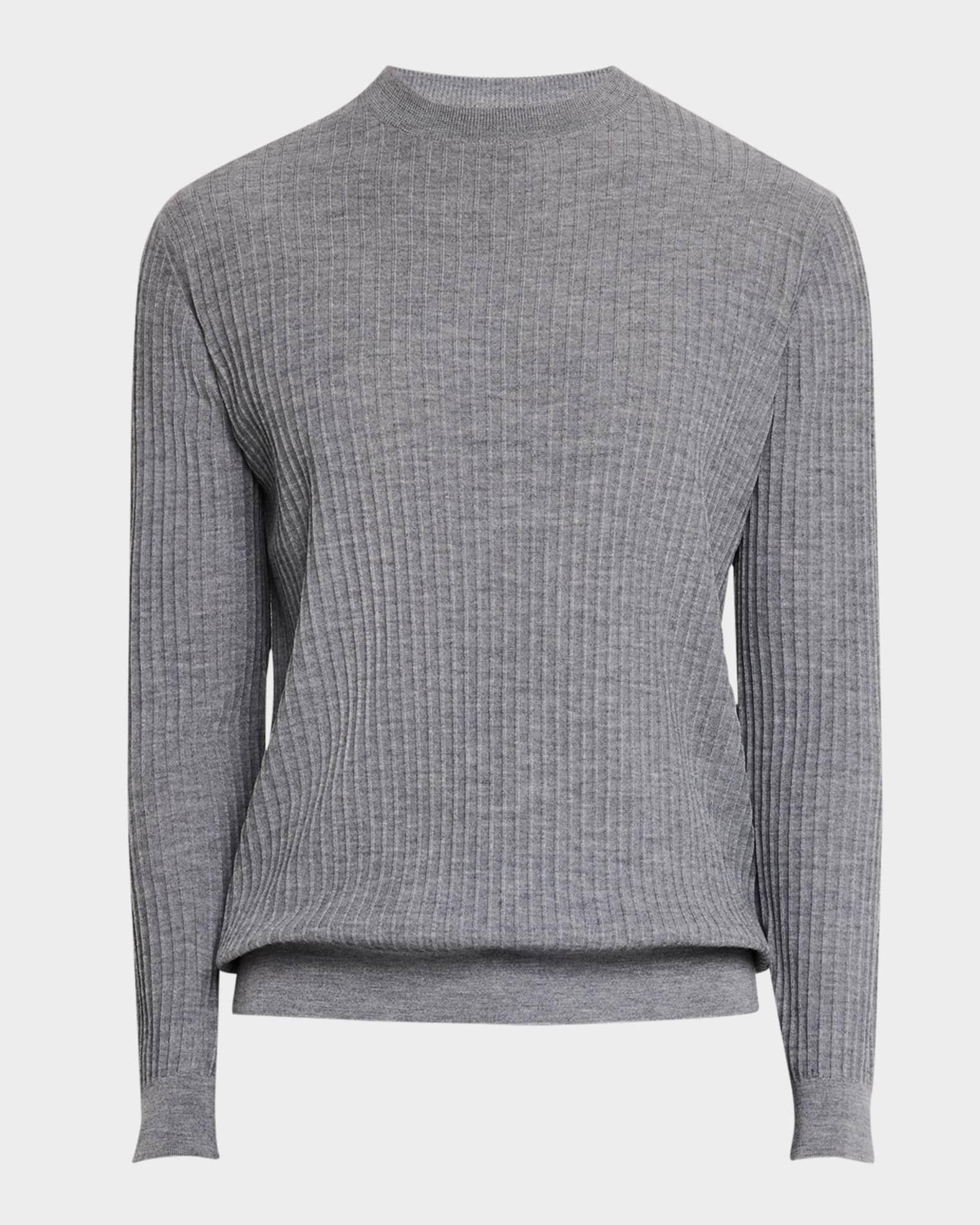 Men's Vertical Stripe Knit Crewneck Sweater Product Image