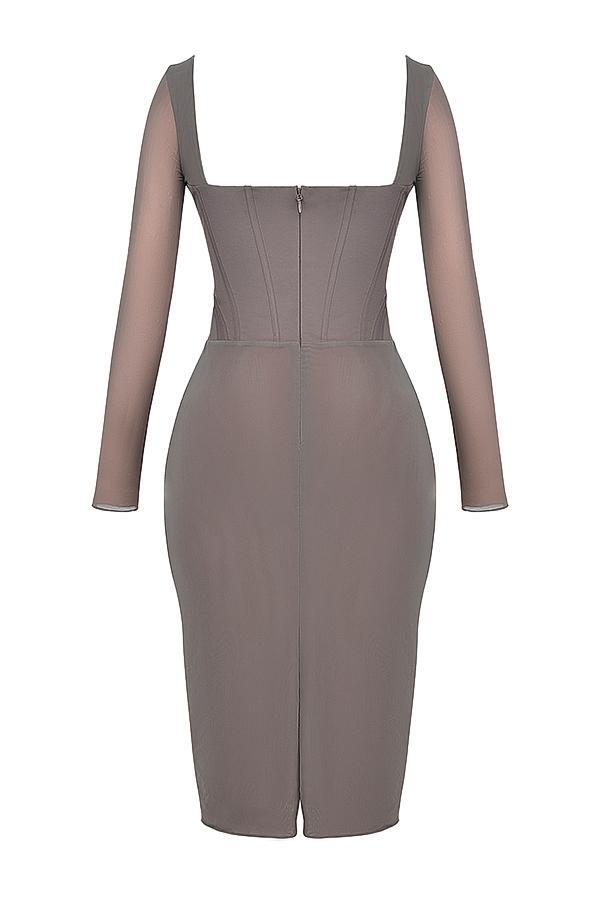 Safran Mocha Corset Midi Dress Product Image