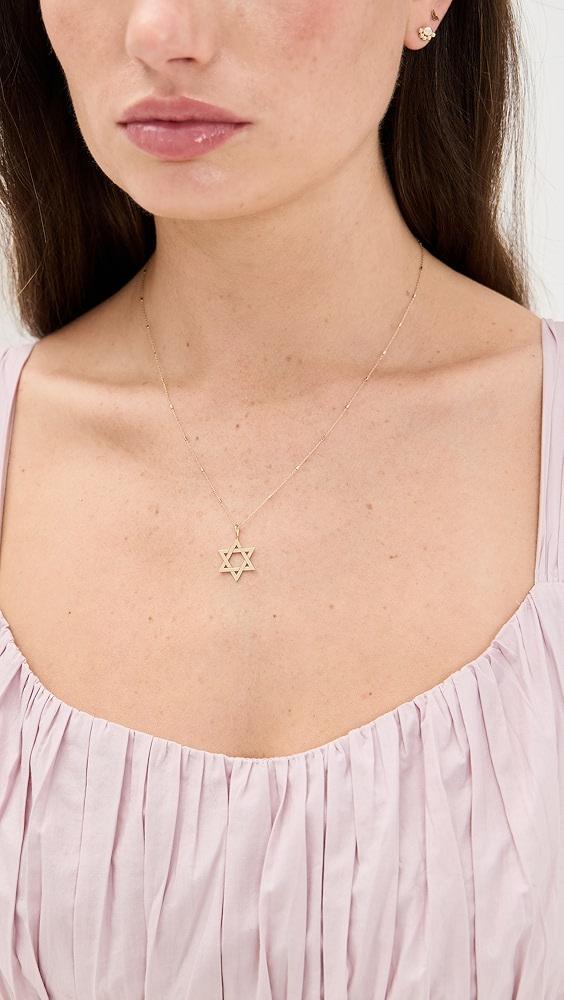 Zoe Chicco 14k Gold Open Star of David Charm Necklace | Shopbop Product Image