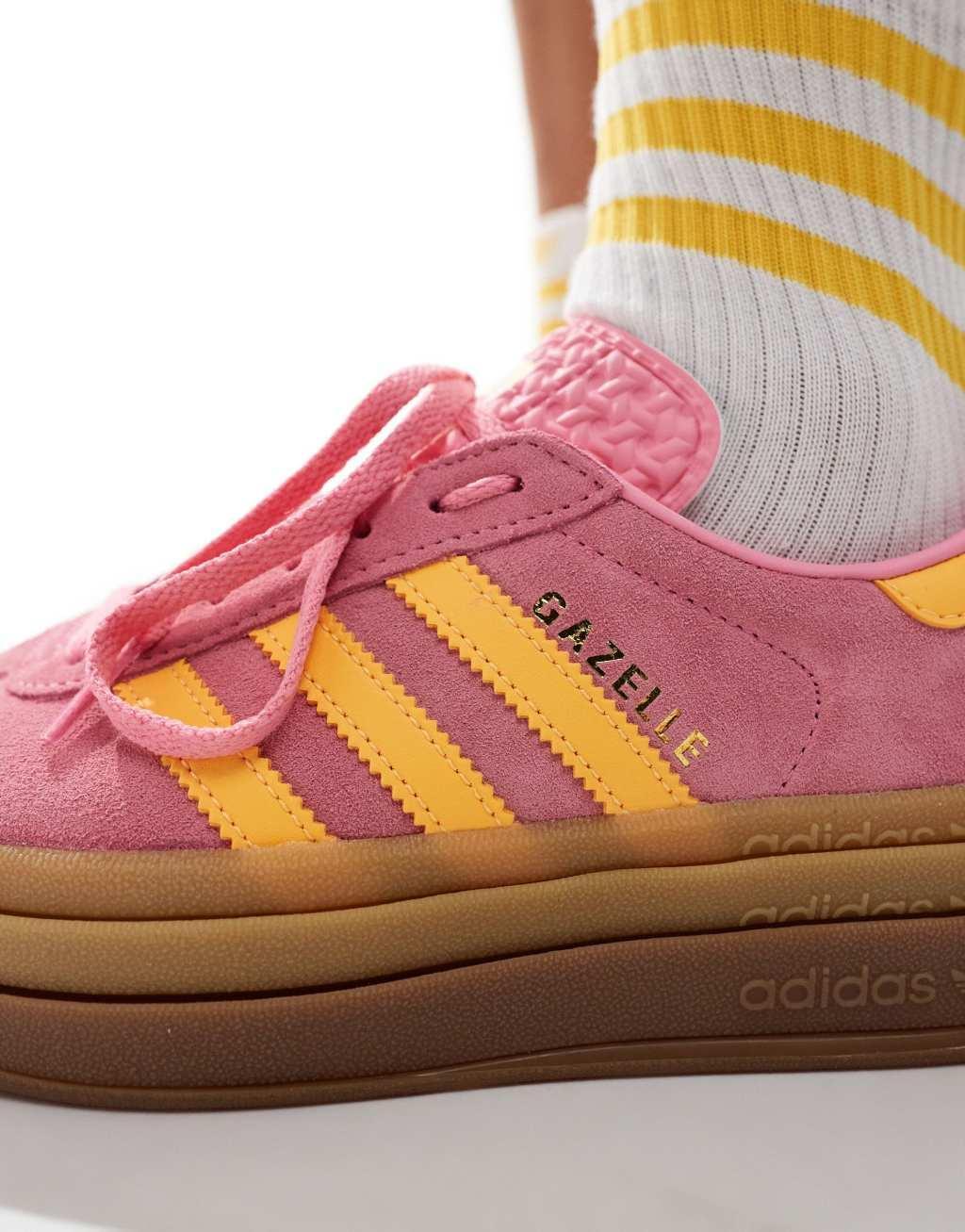 adidas Originals Gazelle Bold sneakers in pink and orange Product Image