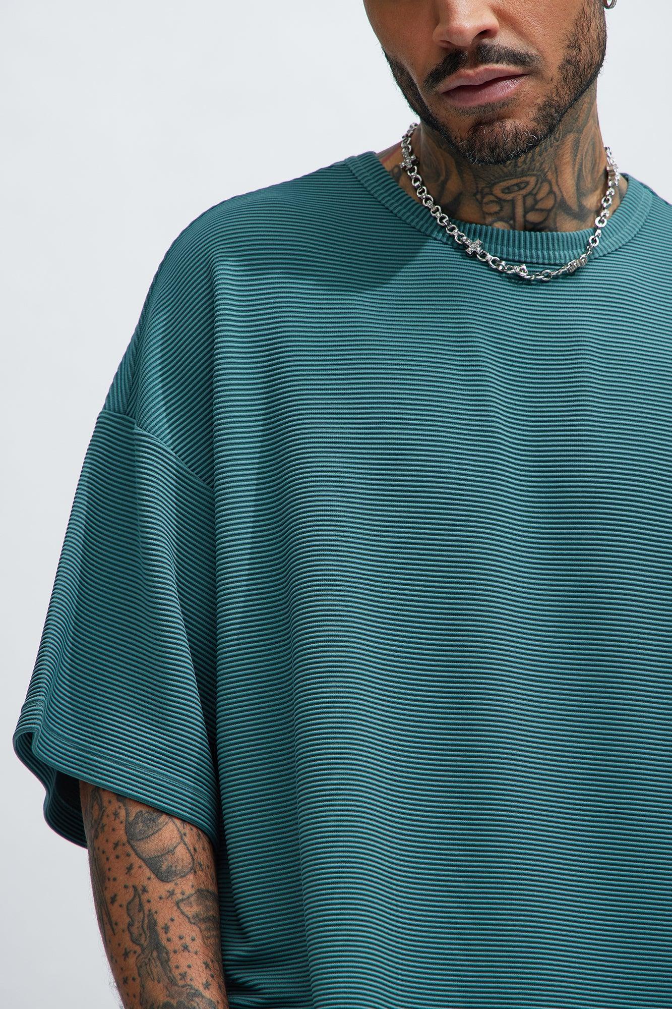 Zyler Textured Boxy Short Sleeve Tee - Teal Product Image