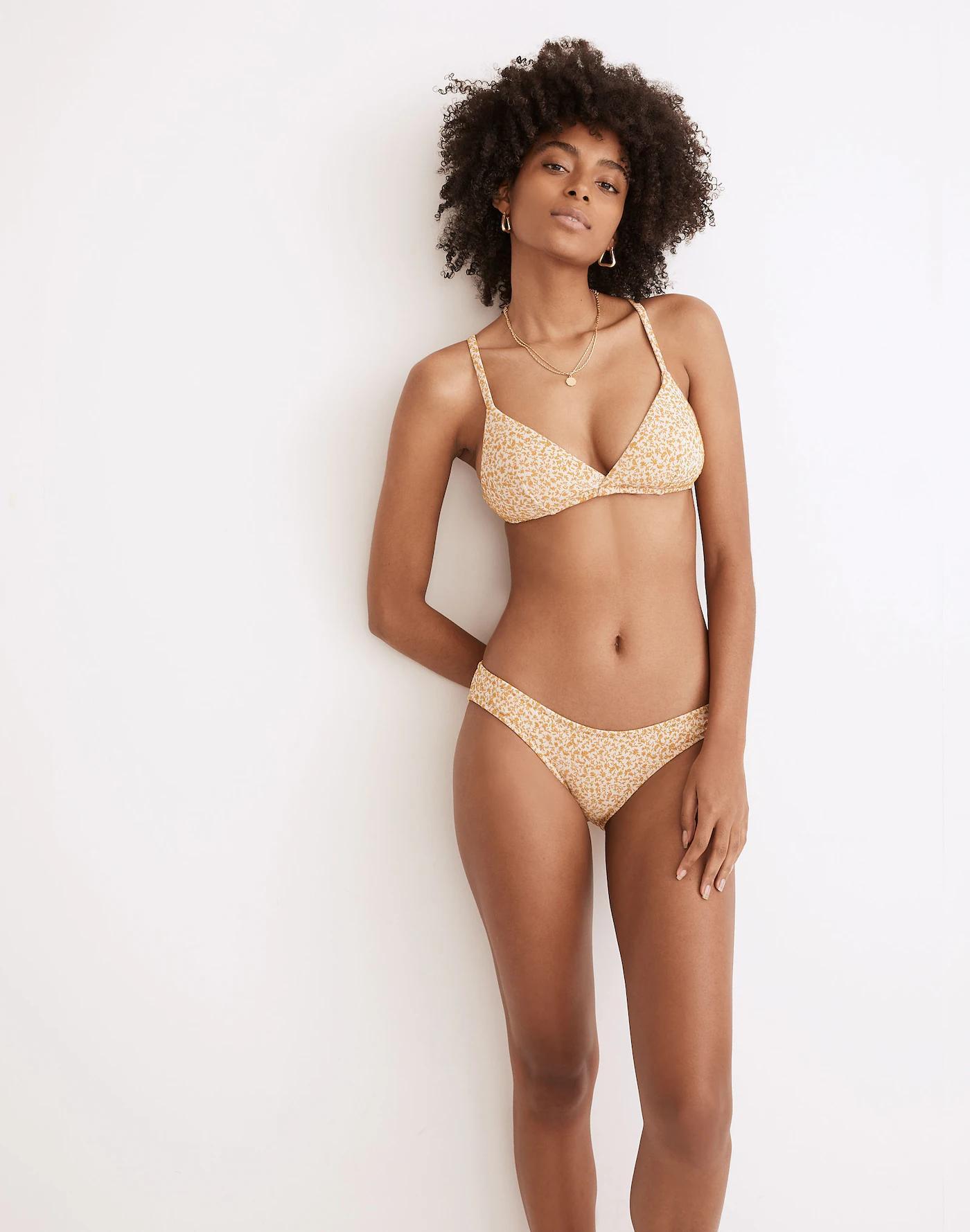 Madewell Second Wave Floral Jacquard Classic Bikini Bottom Product Image