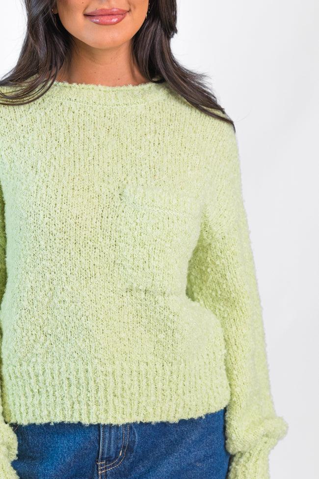 Longer Nights Lime Fuzzy Pocketed Sweater FINAL SALE Product Image