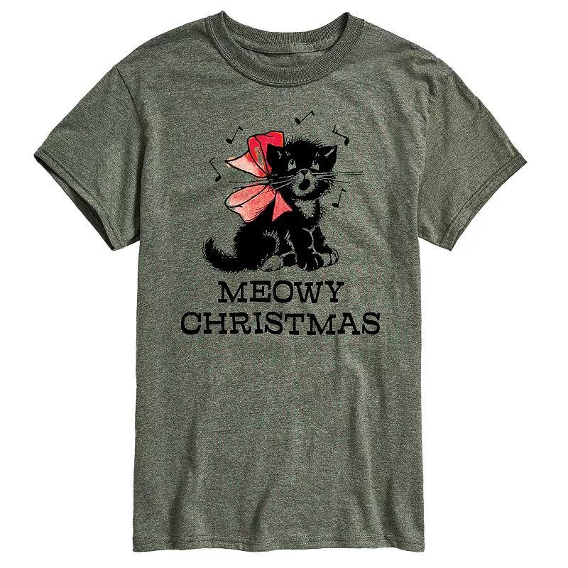 Men's Vintage Meowy Christmas Graphic Tee,  Product Image