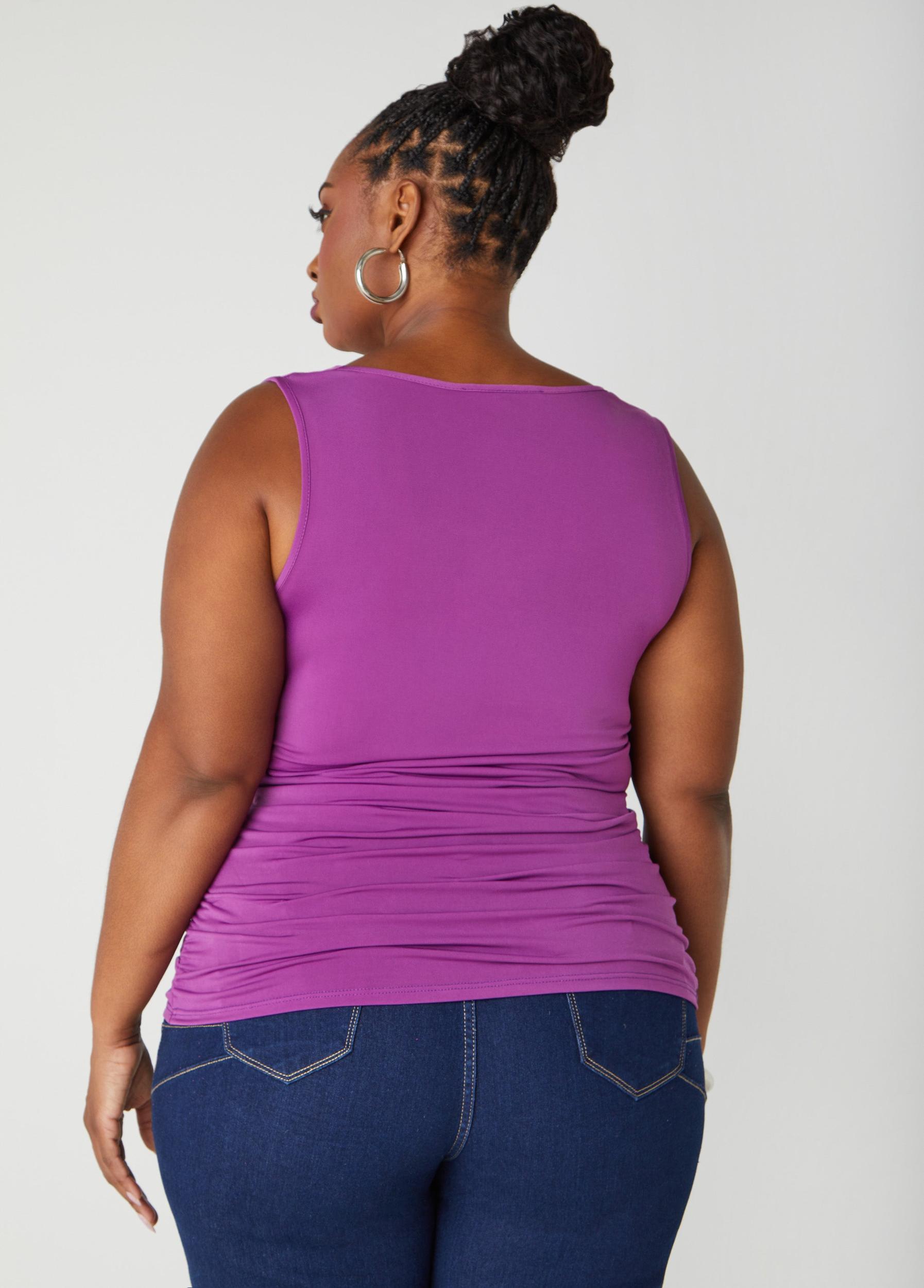 Plus Size Cowl Neck Ruched Knit Top Ashley Stewart Product Image