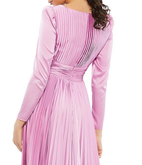 Mac Duggal Surplice V-Neck 3/4 Sleeve Pleated A-Line Gown Product Image