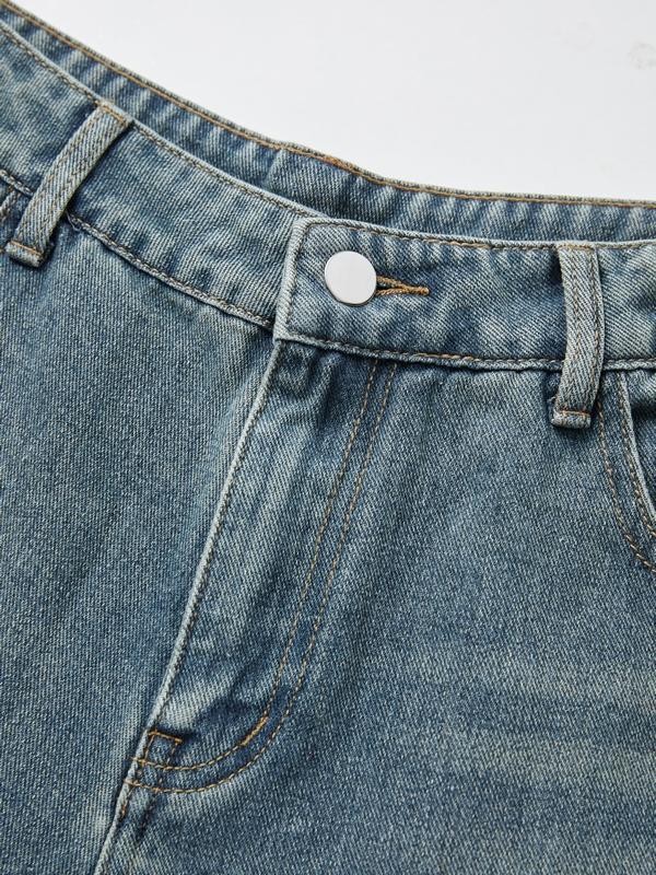 Men's Faded Vintage Denim Loose Jeans Product Image