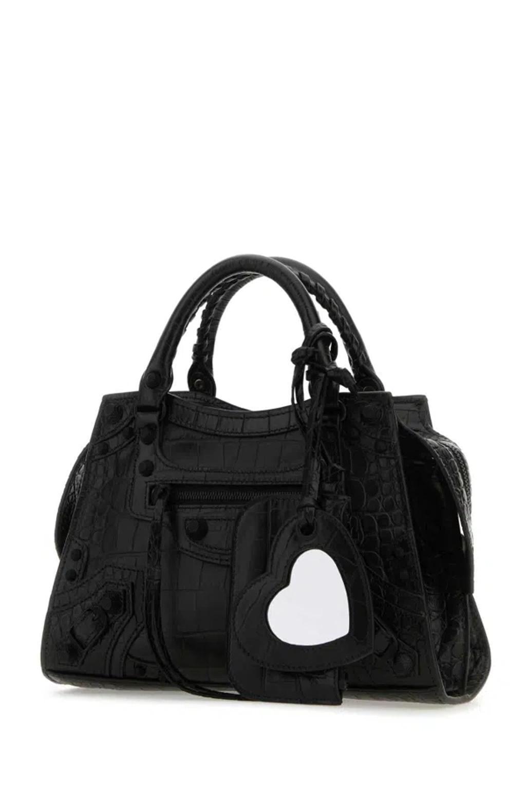 BALENCIAGA Mini Nappa Leather Handbag In Black Product Image