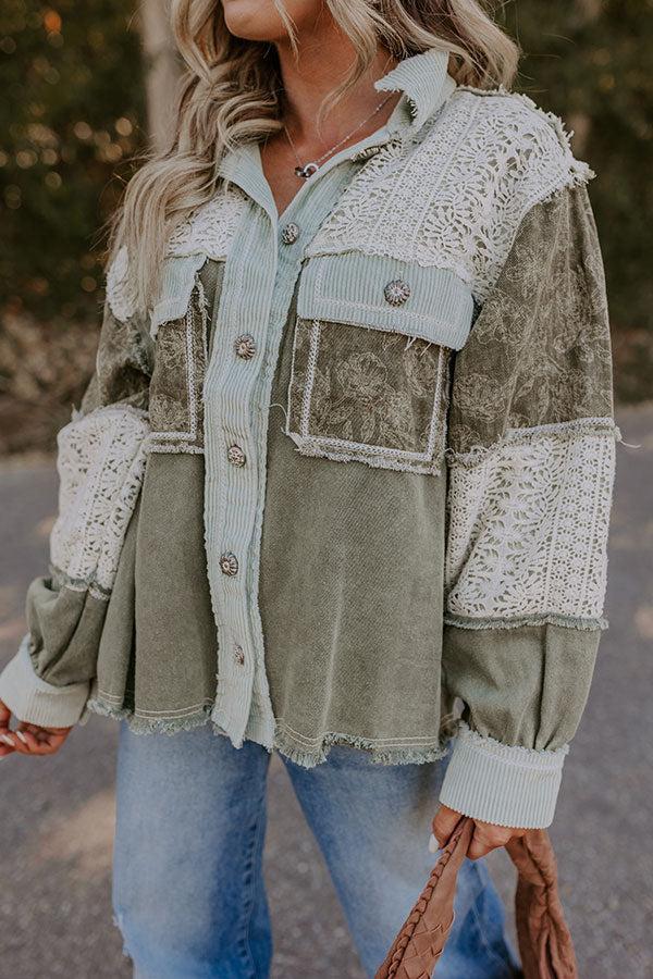 Boho Vibes Lightweight Chambray Jacket in Olive Product Image
