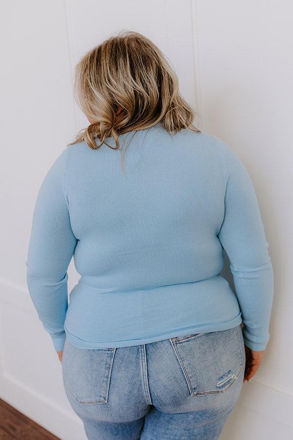 Breezy Chic Knit Sweater Top in Sky Blue Curves Product Image
