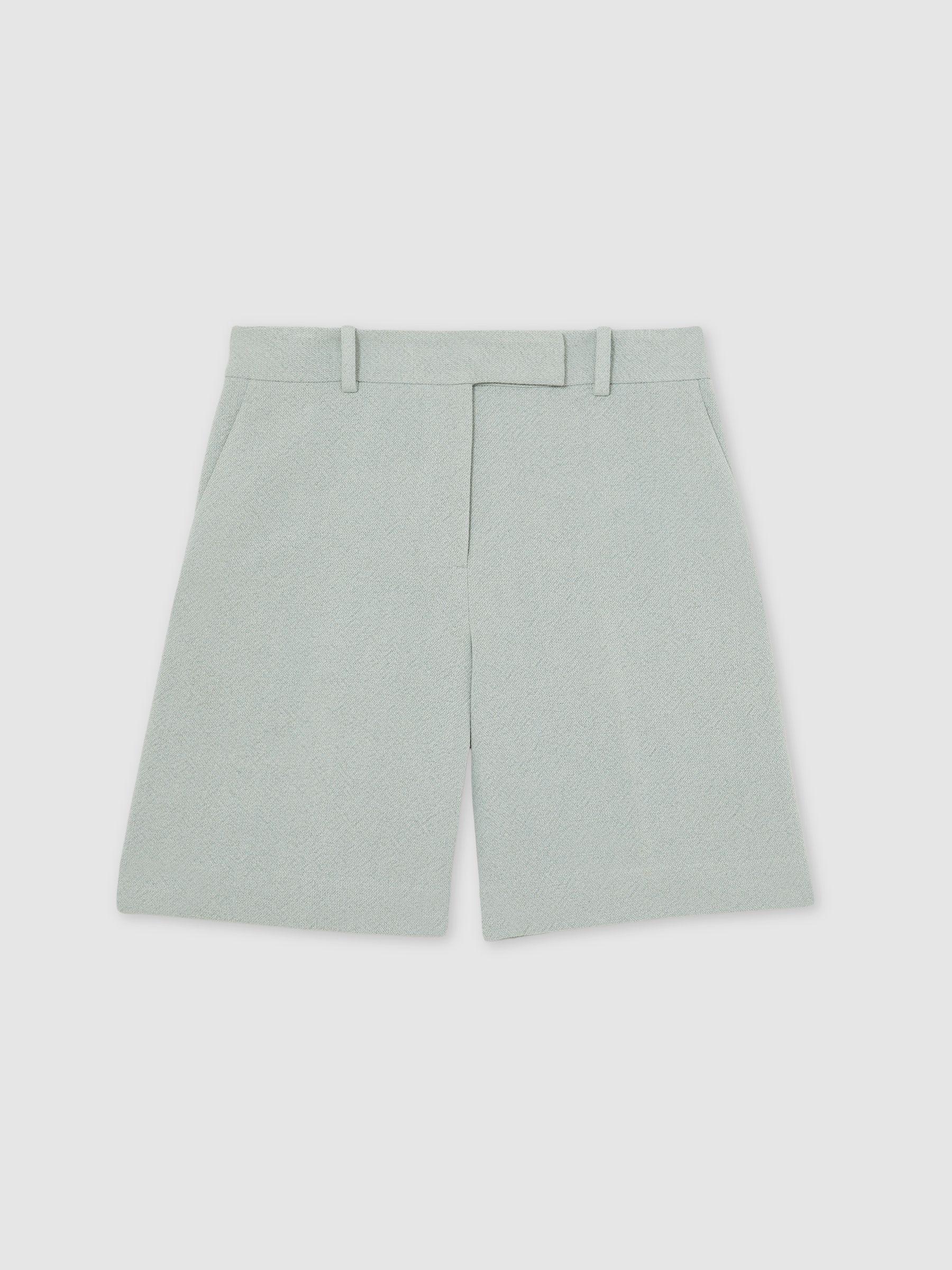 Tailored Bermuda Shorts with Linen in Blue Product Image