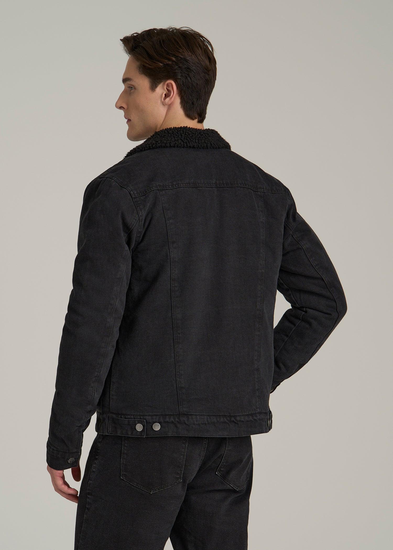 Denim Sherpa Jacket for Tall Men in Onyx Black Wash Male Product Image