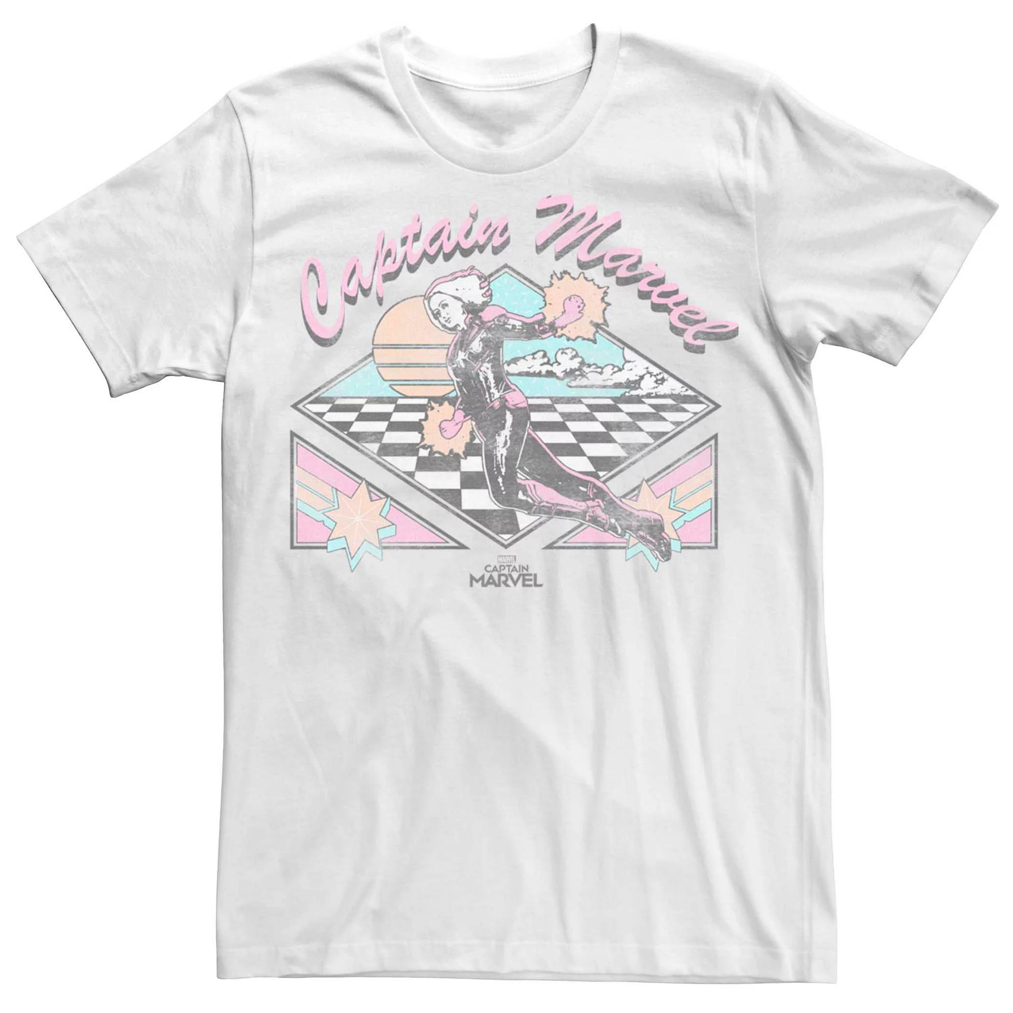 Men's Marvel's Captain Marvel Retro Checkers Flying Tee,  Product Image