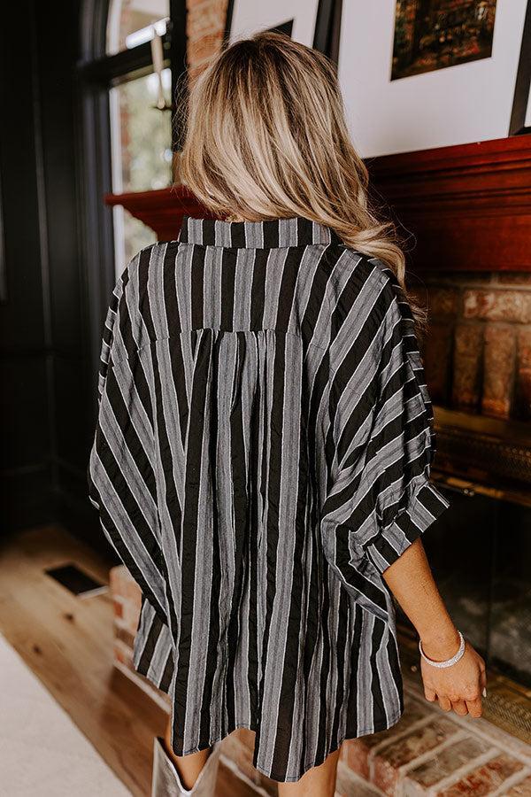 Pumpkin Spice Cutie Oversized Button Up in Black Product Image