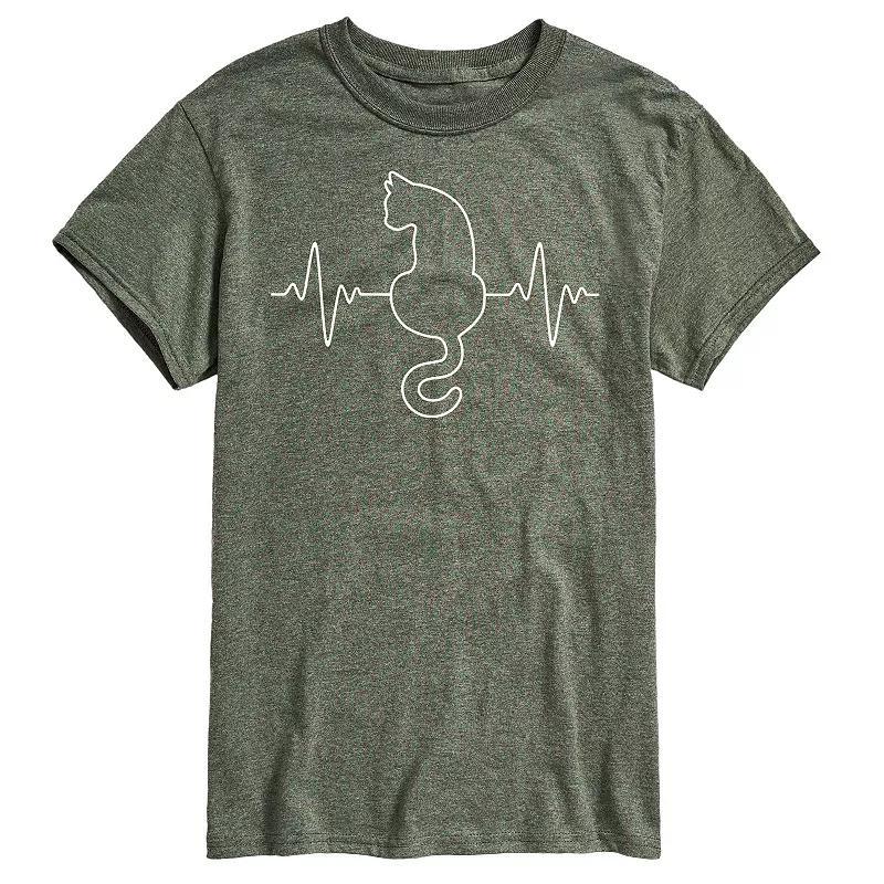 Big & Tall Cat Heart Beat Chart Graphic Tee, Men's,  Product Image