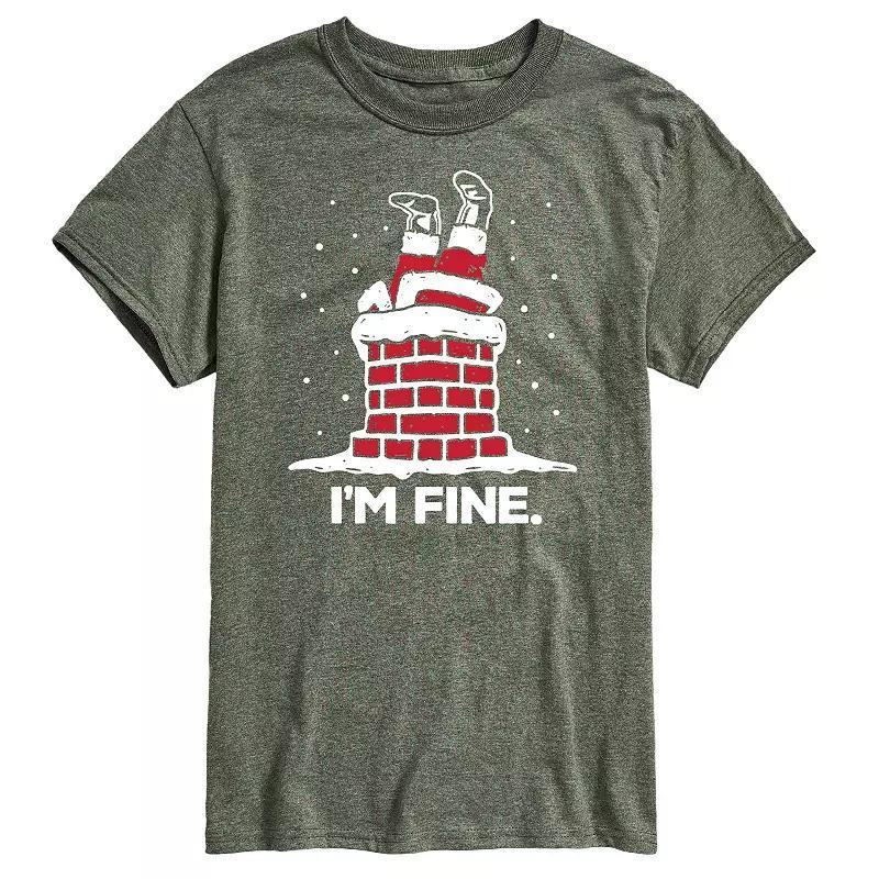 Big & Tall I'm Fine Santa Chimney Graphic Tee, Men's, Size: 4XL Tall, Blue Product Image