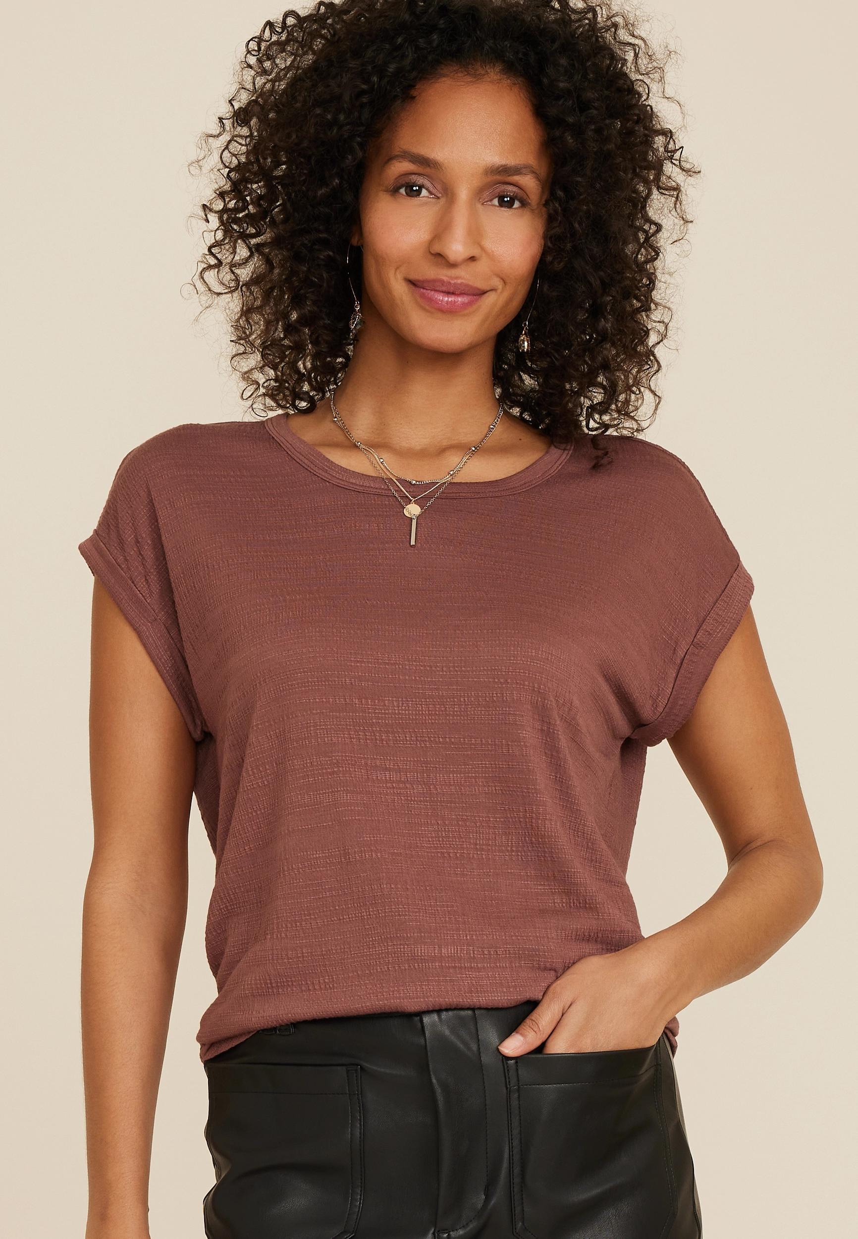 Maurices Womens X Small Size 24/7 Clara Textured Short Sleeve Tee Blue Product Image