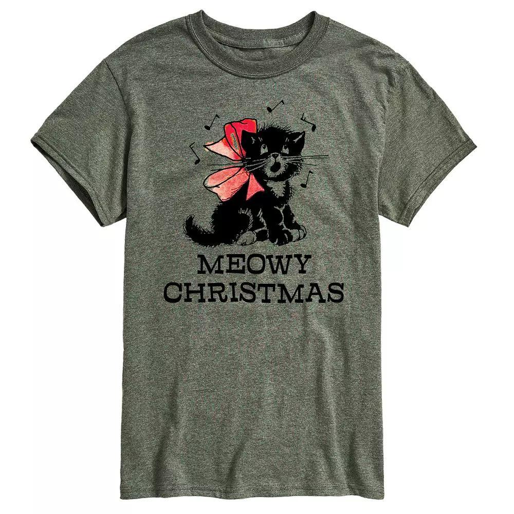 Men's Vintage Meowy Christmas Graphic Tee,  Product Image