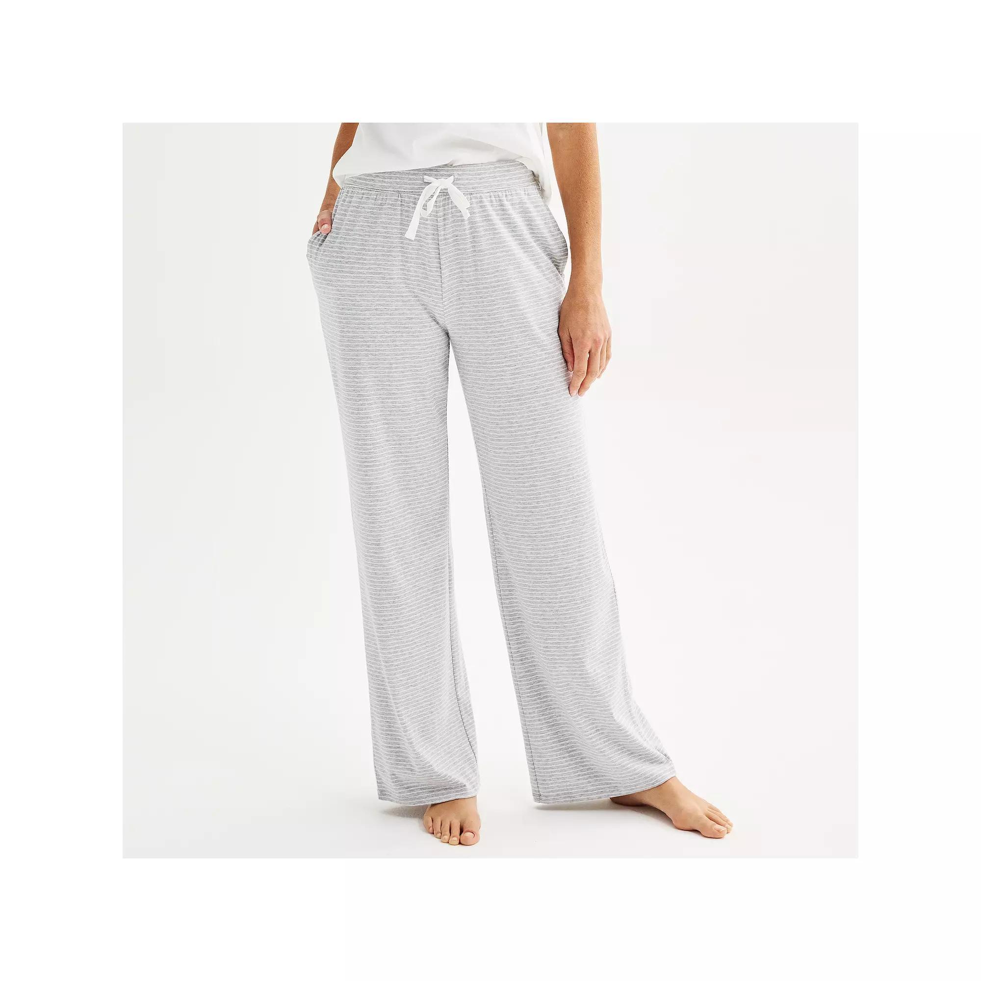 Women's Sonoma Goods For Life® Cotton Modal Open Hem Pajama Pants, Size: Large, Gray Stripe Product Image